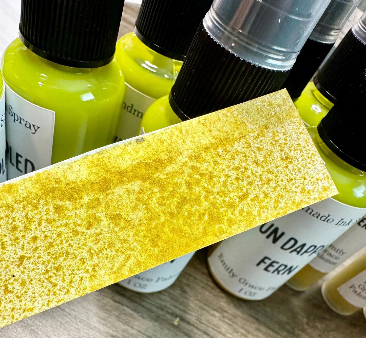 Sun Dappled Fern | Shimmer Spray | Handmade Ink | Calligrapby | Stencils | Handmade Cards| Watercolor Art | Colorshift Ink | Shimmer Ink