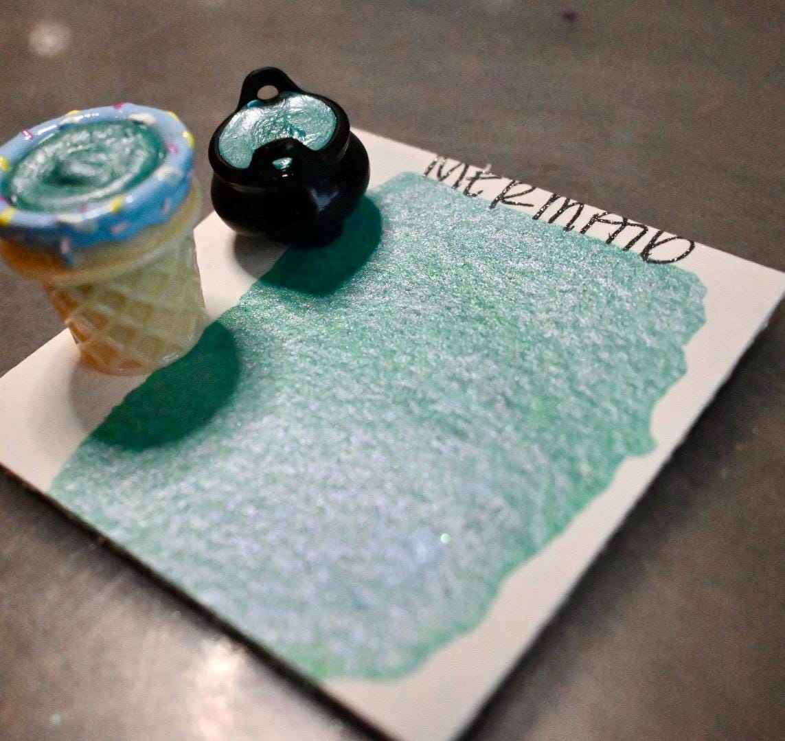 Mermaid | Spooky Season | Handmade Watercolors | Handmade Paint | Watercolors | Watercolor | Watercolor Artist |Shimmer Paint | Matte