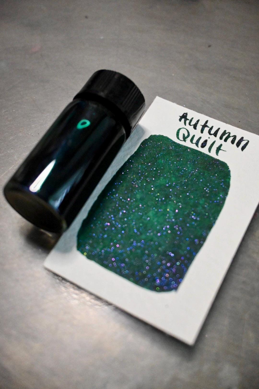 Autumn Quilt | Dip Pen Ink | Handmade Ink | Calligrapby | Stencils | Handmade Cards| Watercolor Art | Colorshift Ink | Shimmer Ink | Nib Ink