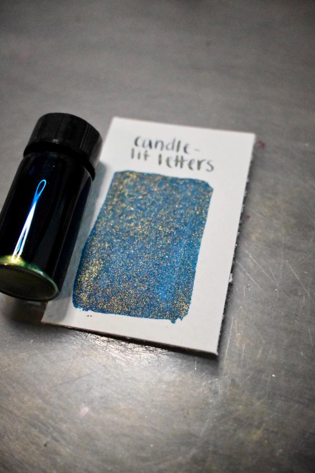 CandleLit Letter | Dip Pen Ink | Handmade Ink | Calligrapby | Stencils | Handmade Cards| Watercolor | Colorshift Ink | Shimmer Ink | Nib Ink