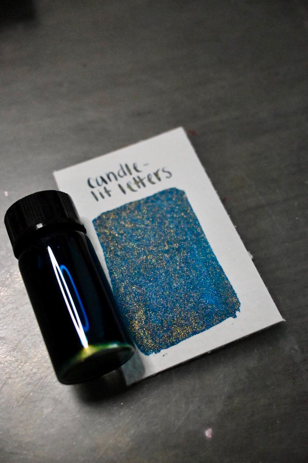 CandleLit Letter | Dip Pen Ink | Handmade Ink | Calligrapby | Stencils | Handmade Cards| Watercolor | Colorshift Ink | Shimmer Ink | Nib Ink