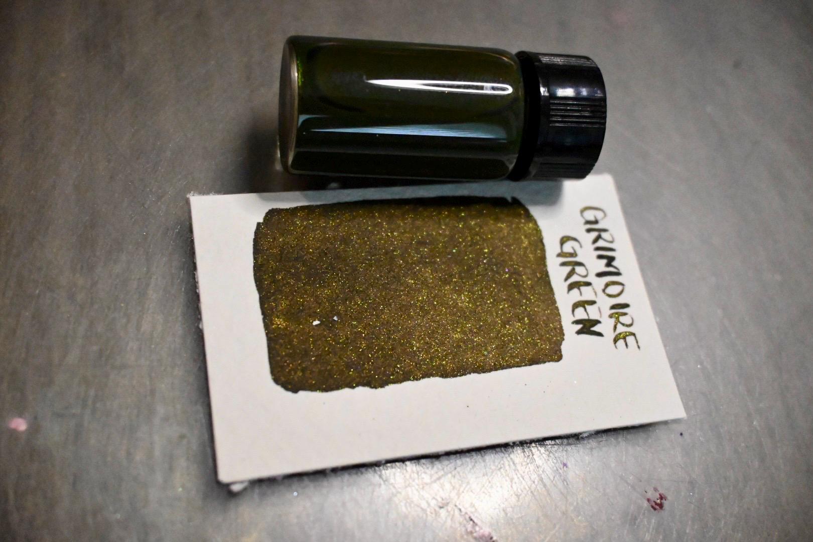 Grimore Green | Dip Pen Ink | Handmade Ink | Calligrapby | Stencils | Handmade Cards| Watercolor | Colorshift Ink | Shimmer Ink | Nib Ink