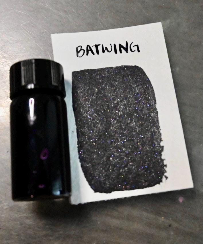 Batwing | Dip Pen Ink | Handmade Ink | Calligrapby | Stencils | Handmade Cards| Watercolor Art | Colorshift Ink | Shimmer Ink | Nib Ink