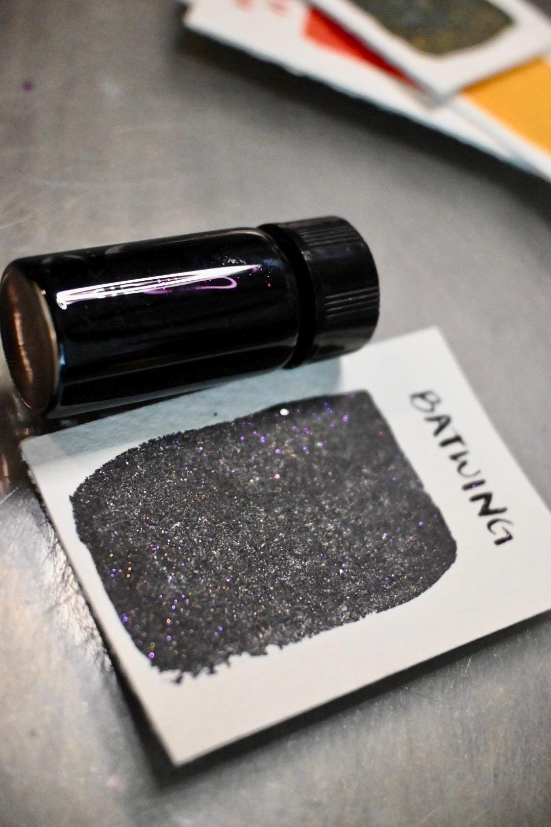 Batwing | Dip Pen Ink | Handmade Ink | Calligrapby | Stencils | Handmade Cards| Watercolor Art | Colorshift Ink | Shimmer Ink | Nib Ink