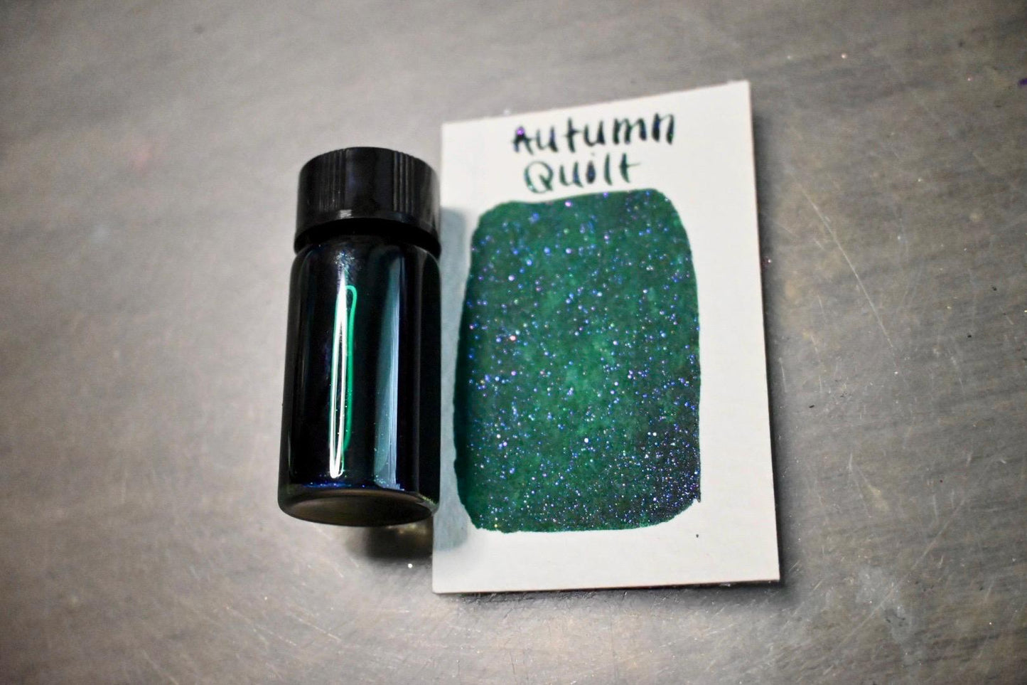 Autumn Quilt | Dip Pen Ink | Handmade Ink | Calligrapby | Stencils | Handmade Cards| Watercolor Art | Colorshift Ink | Shimmer Ink | Nib Ink