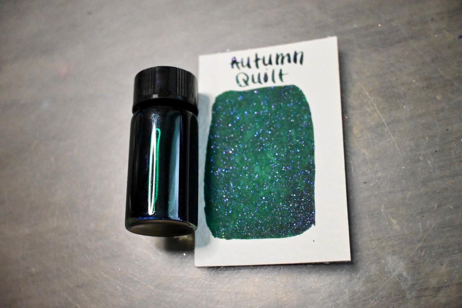 Autumn Quilt | Dip Pen Ink | Handmade Ink | Calligrapby | Stencils | Handmade Cards| Watercolor Art | Colorshift Ink | Shimmer Ink | Nib Ink