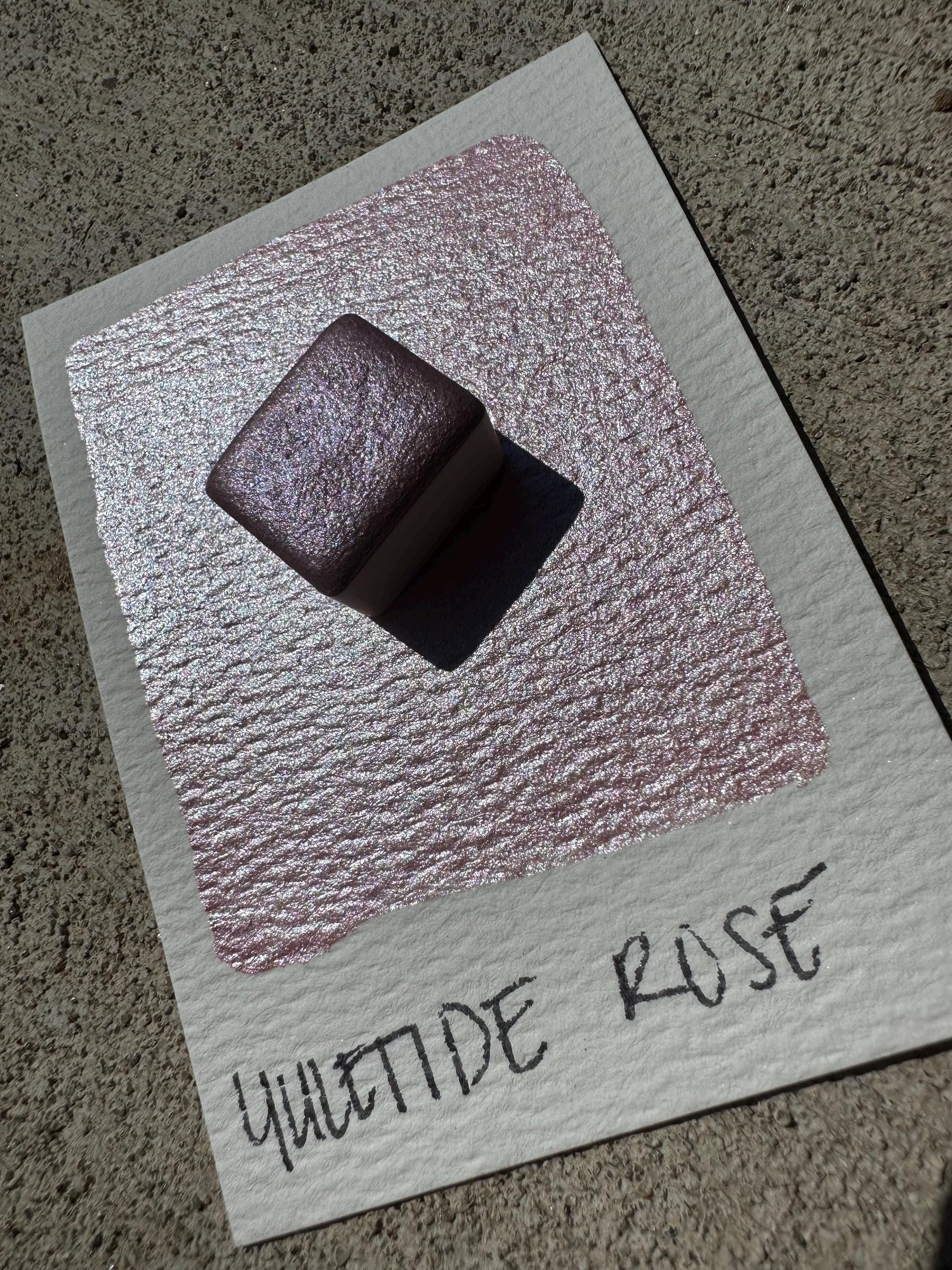 Yuletide Rose | Handmade Watercolors | Handmade Paint | Watercolors | Watercolor Artist | Handmade Cards | Glitter Watercolors |