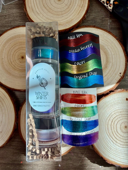 Winter Shifts | 5 Gram Stocking Stuffer Set | Handmade Acrylic Paint | Handmade Paint | Acrylic Artist | Watercolor | Acrylic Shimmer Artist