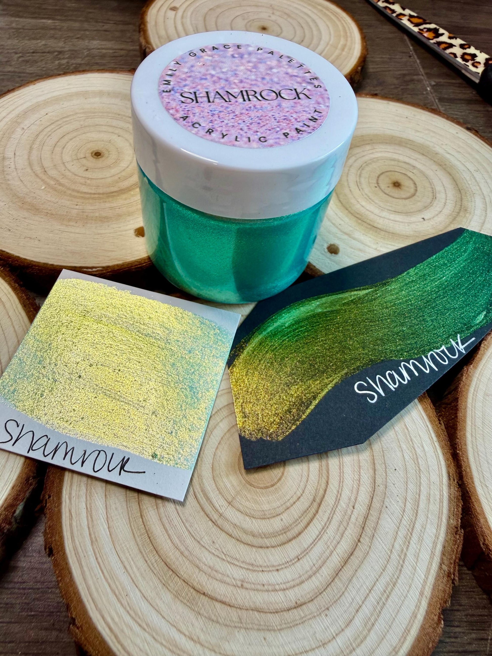 Shamrock | Handmade Acrylic Paint | Handmade Paint | Acrylic Artist | Watercolor | Acrylic Shimmer Artist