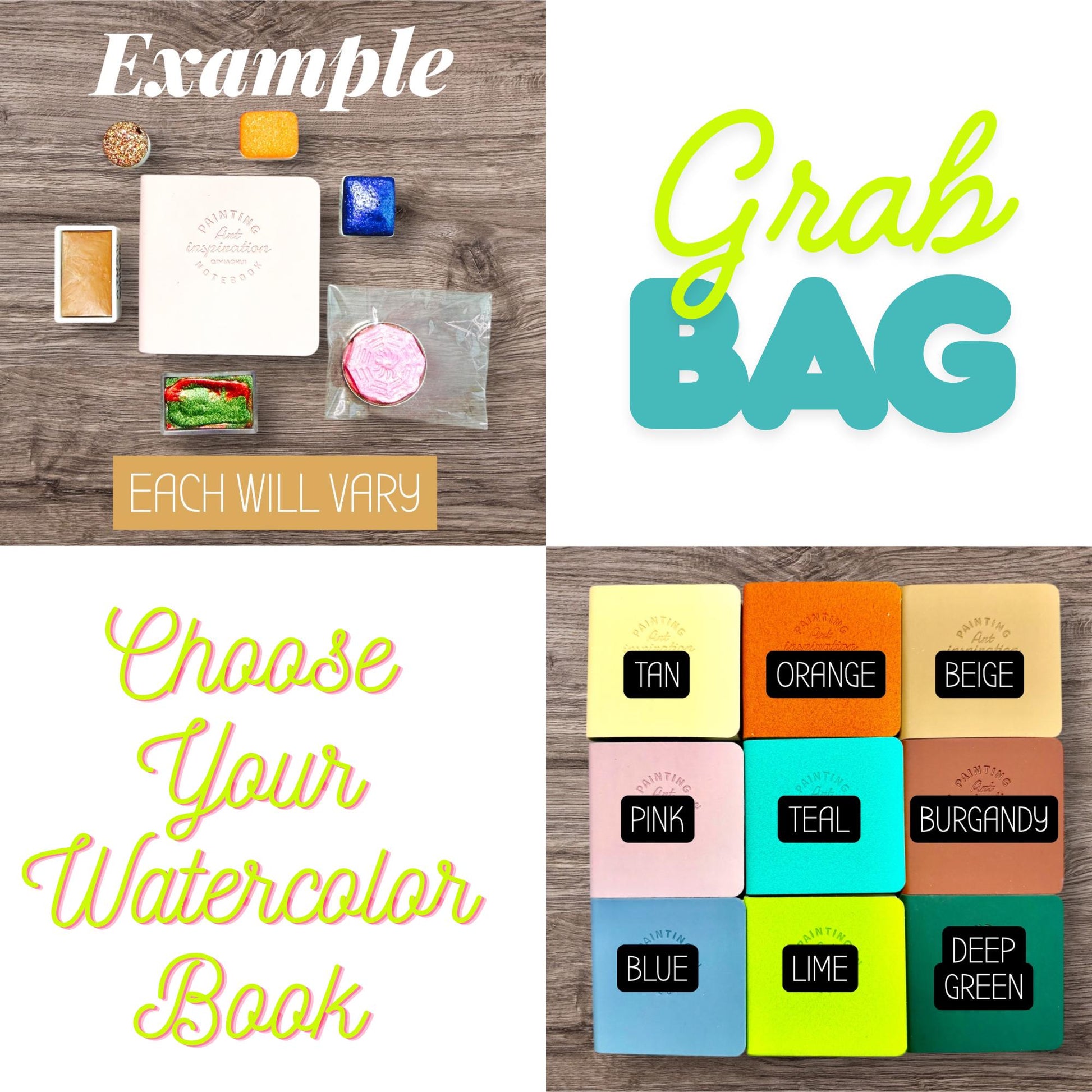 Watercolor Grab Bag – Mystery Art Supply Box – Choose Your Watercolor Book Color – Handmade Paint Surprise Bundle – Artist Gift