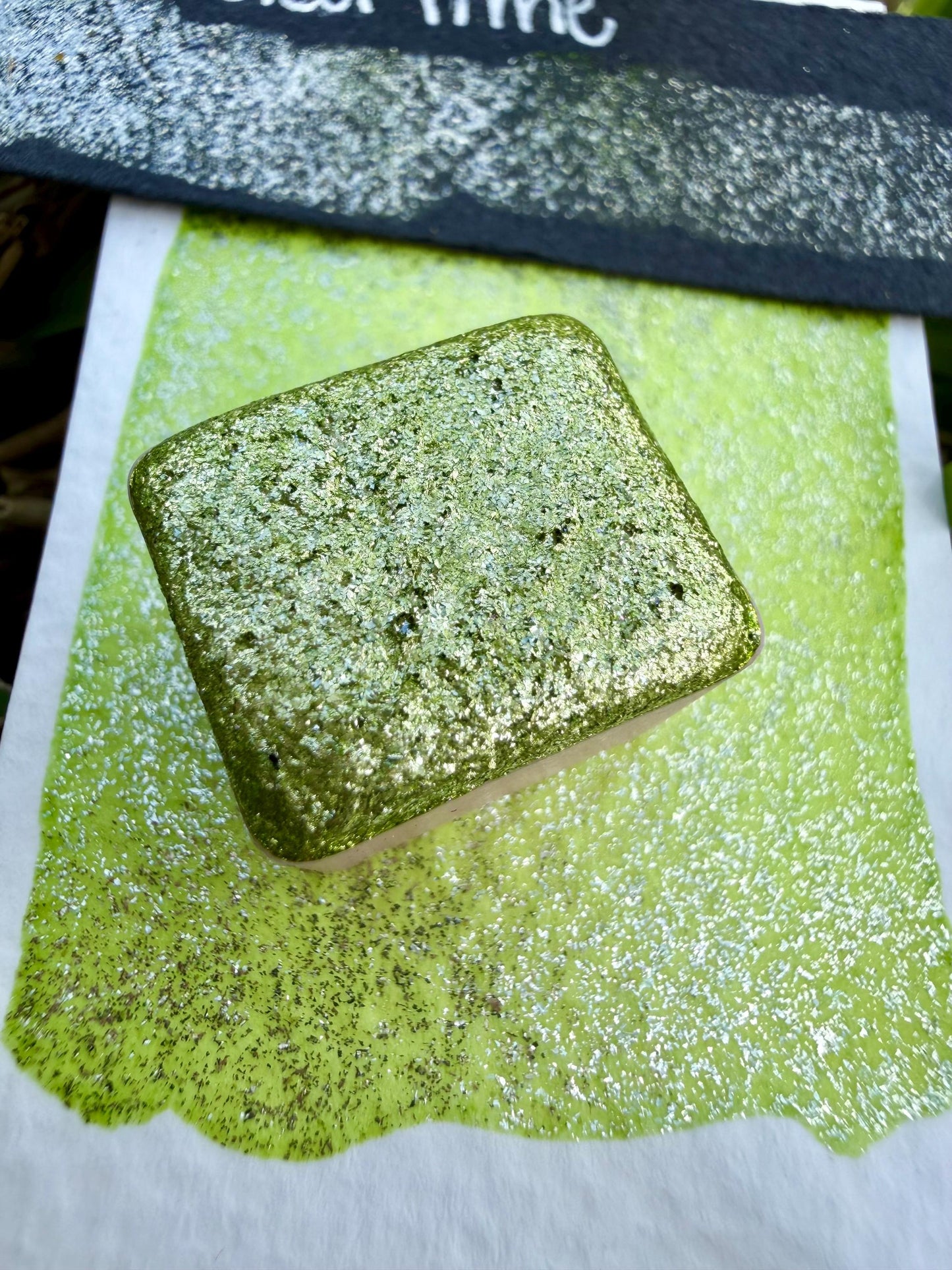 Gilded Lime | Handmade Watercolors | Handmade Paint | Watercolors | Watercolor | Watercolor Artist | Shimmer Watercolors | High Shine Paint