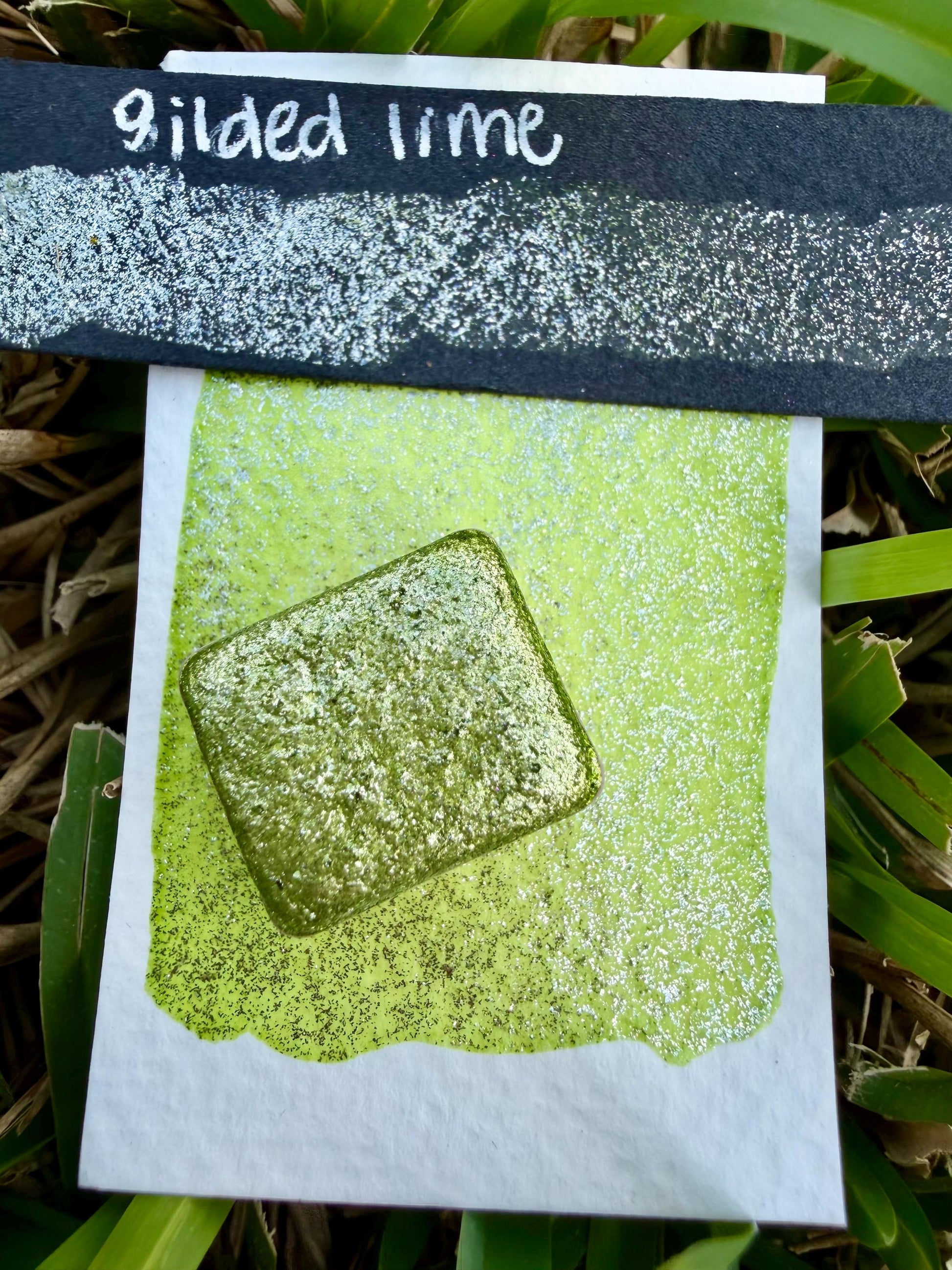 Gilded Lime | Handmade Watercolors | Handmade Paint | Watercolors | Watercolor | Watercolor Artist | Shimmer Watercolors | High Shine Paint