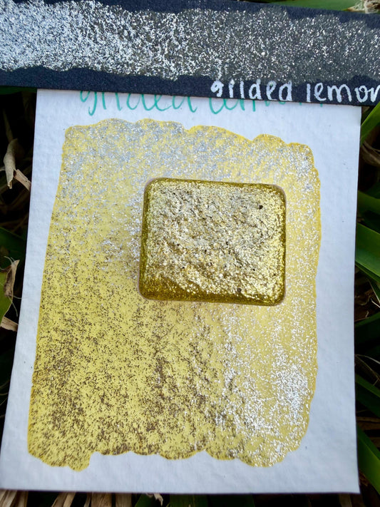 Gilded Lemon | Handmade Watercolors | Handmade Paint | Watercolors | Watercolor Artist | Shimmer Watercolors | High Shine Paint