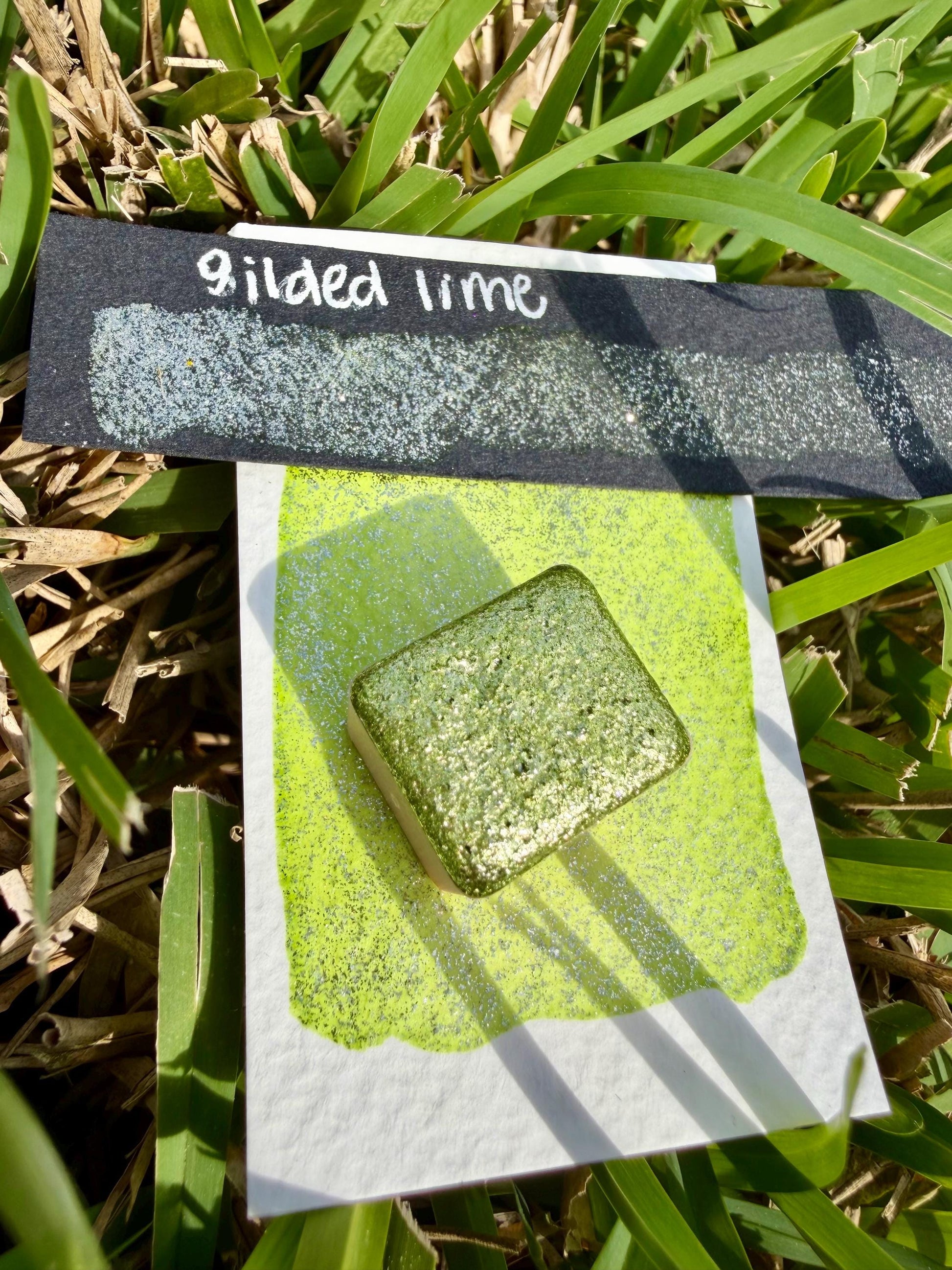 Gilded Lime | Handmade Watercolors | Handmade Paint | Watercolors | Watercolor | Watercolor Artist | Shimmer Watercolors | High Shine Paint