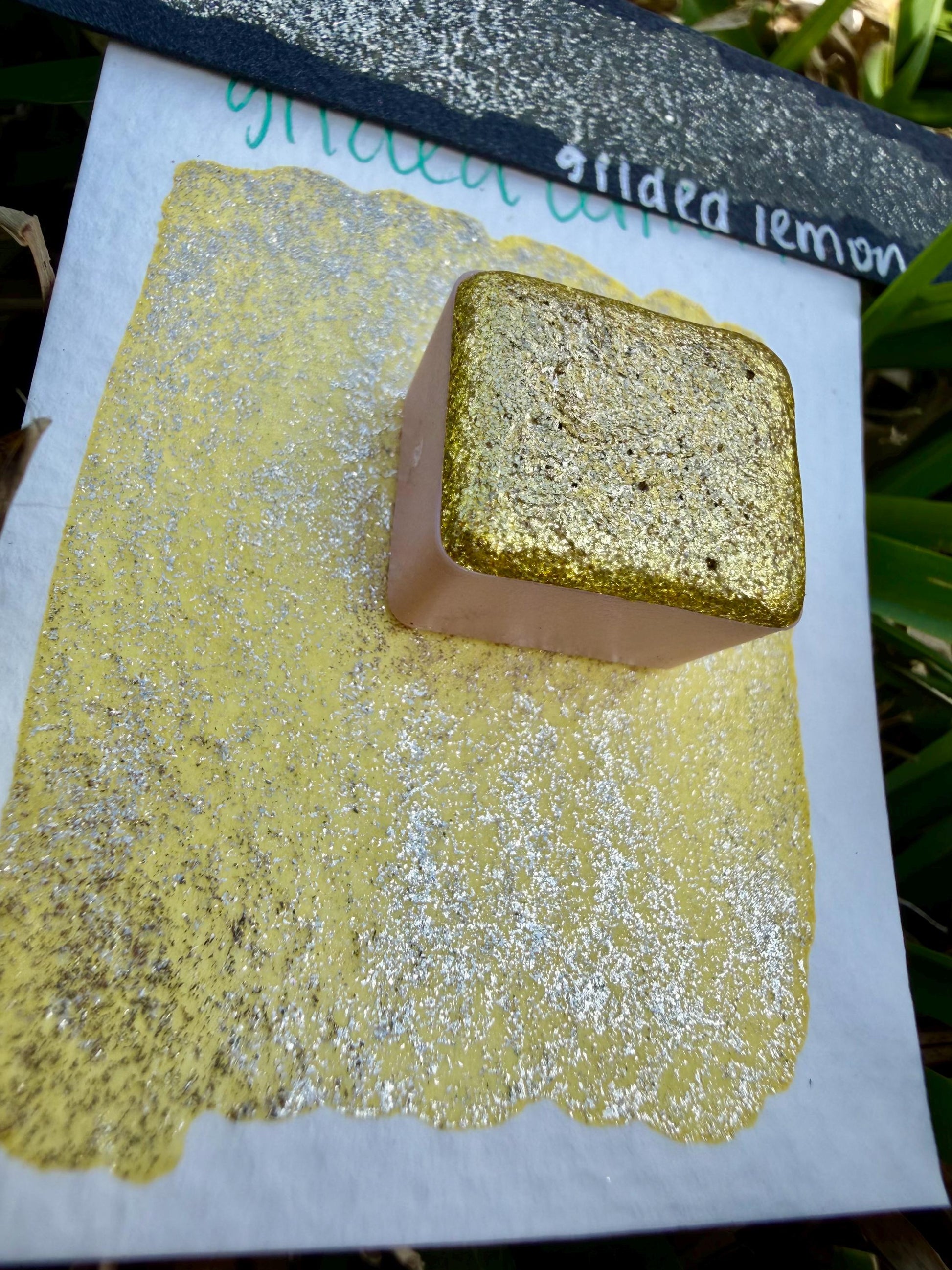 Gilded Lemon | Handmade Watercolors | Handmade Paint | Watercolors | Watercolor Artist | Shimmer Watercolors | High Shine Paint