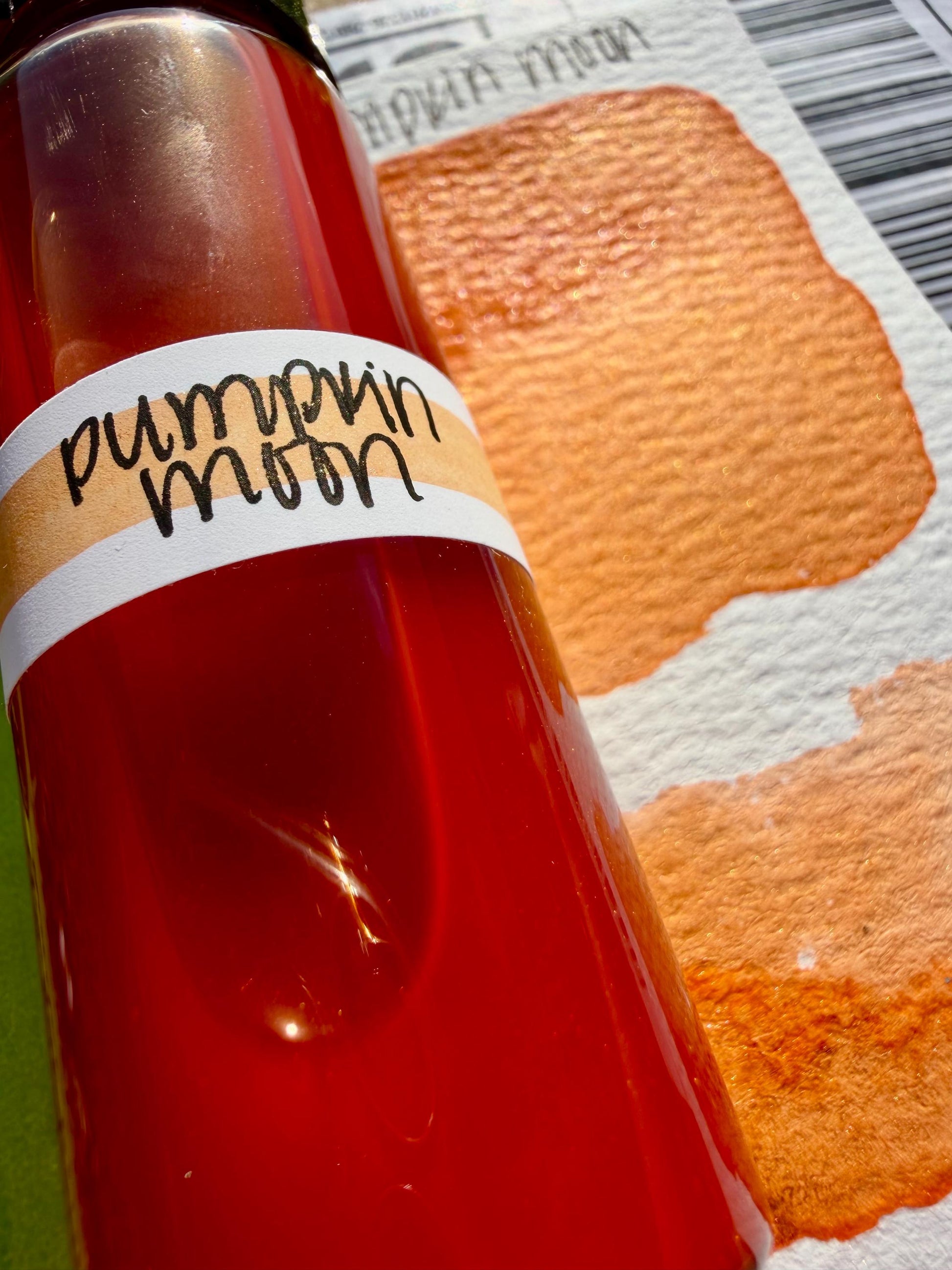 Pumpkin Moon | Dip Pen Ink | Handmade Ink | Calligrapby | Stencils | Handmade Cards| Watercolor | Colorshift Ink | Shimmer Ink | Nib Ink