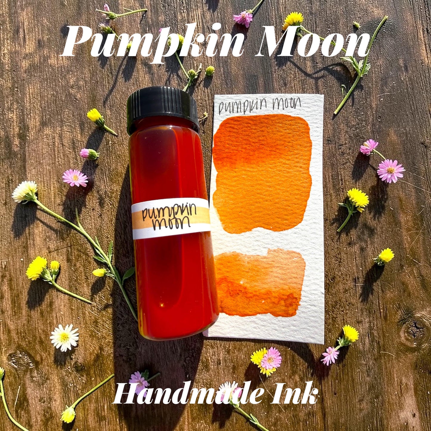Pumpkin Moon | Dip Pen Ink | Handmade Ink | Calligrapby | Stencils | Handmade Cards| Watercolor | Colorshift Ink | Shimmer Ink | Nib Ink