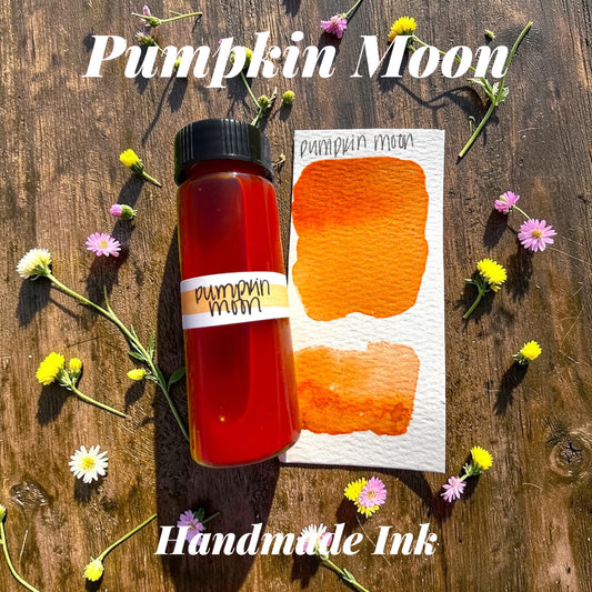 Pumpkin Moon | Dip Pen Ink | Handmade Ink | Calligrapby | Stencils | Handmade Cards| Watercolor | Colorshift Ink | Shimmer Ink | Nib Ink