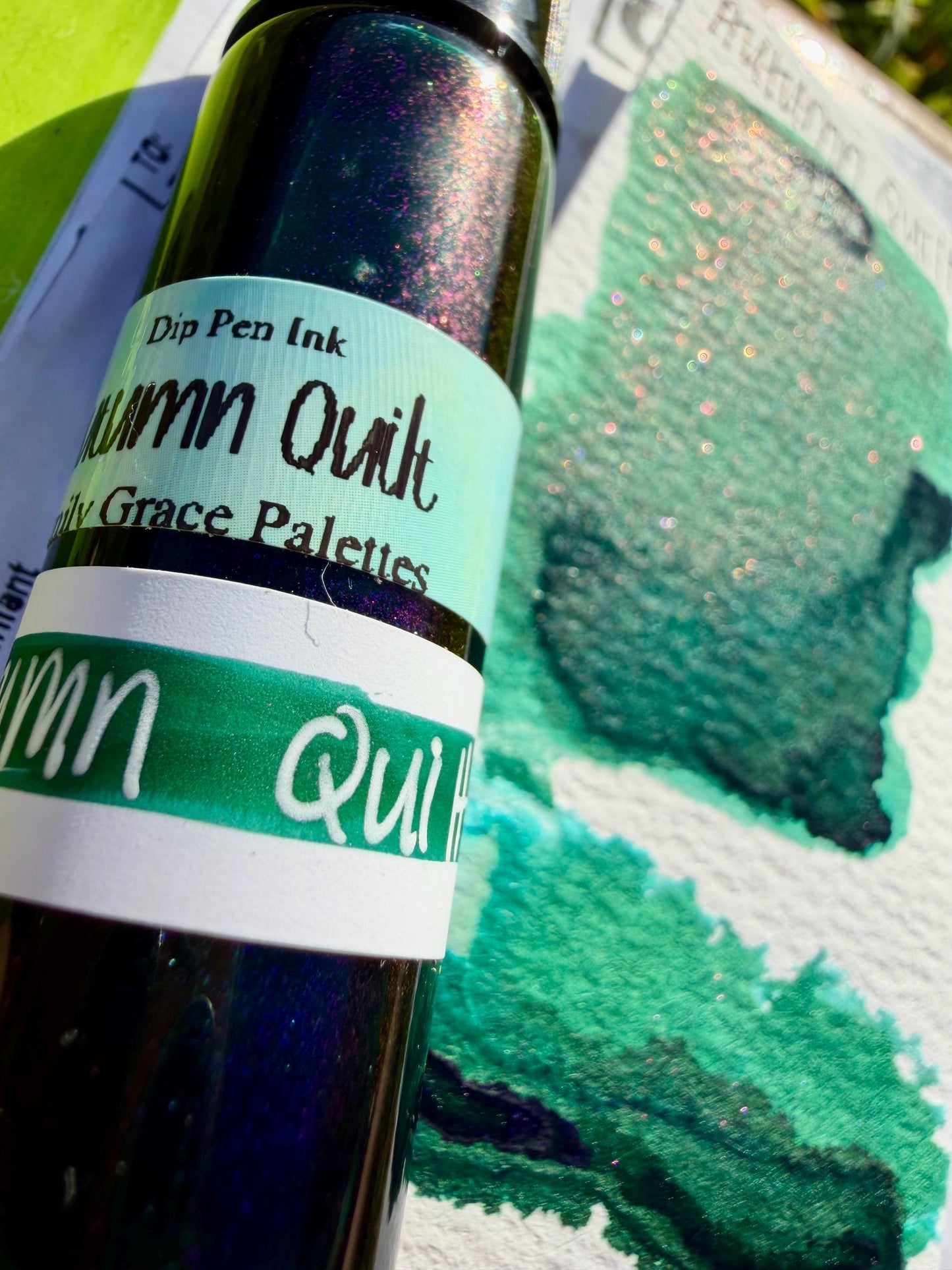 Autumn Quilt | Dip Pen Ink | Handmade Ink | Calligrapby | Stencils | Handmade Cards| Watercolor Art | Colorshift Ink | Shimmer Ink | Nib Ink