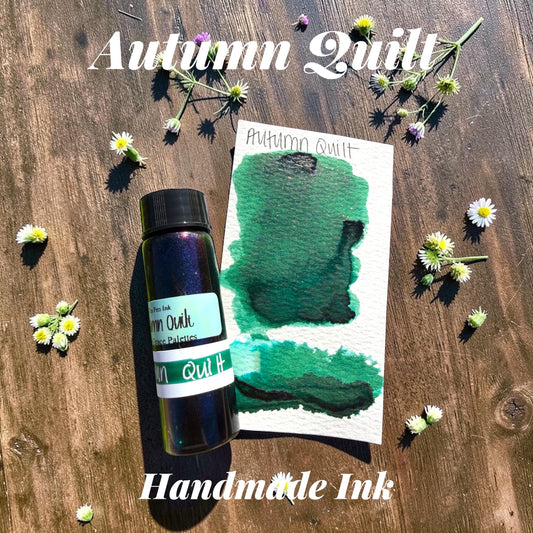 Autumn Quilt | Dip Pen Ink | Handmade Ink | Calligrapby | Stencils | Handmade Cards| Watercolor Art | Colorshift Ink | Shimmer Ink | Nib Ink