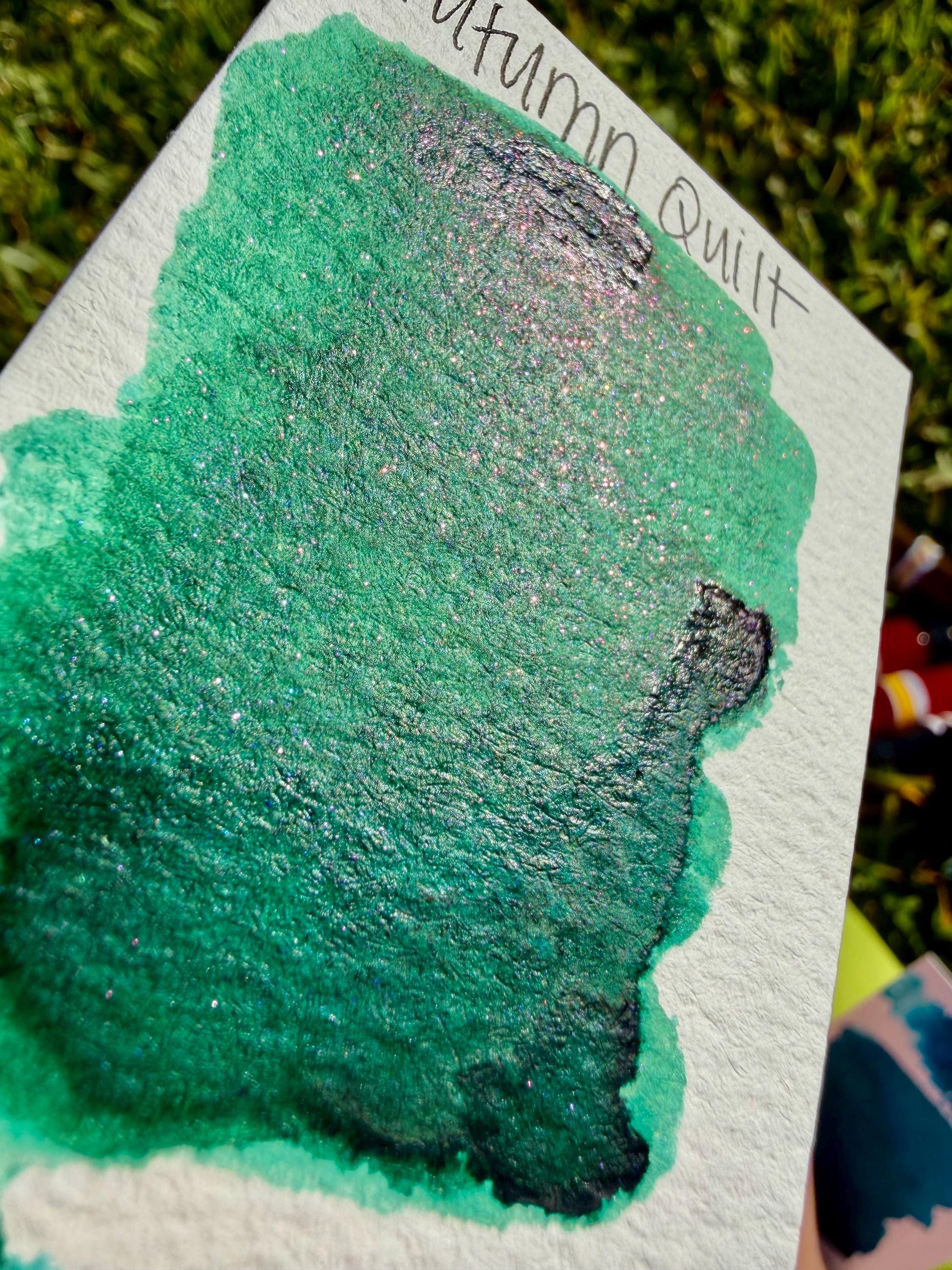 Autumn Quilt | Dip Pen Ink | Handmade Ink | Calligrapby | Stencils | Handmade Cards| Watercolor Art | Colorshift Ink | Shimmer Ink | Nib Ink