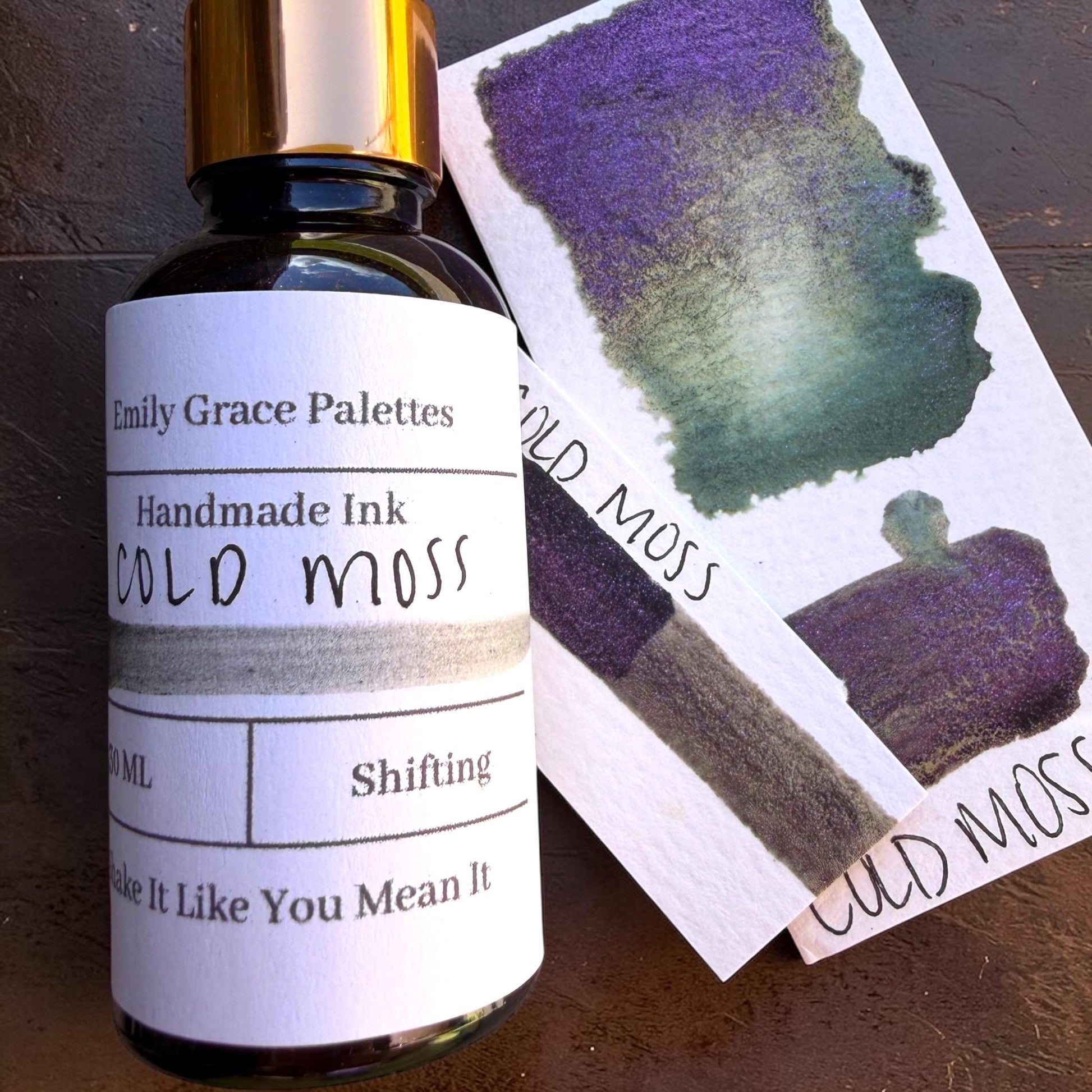 Cold Moss | Shimmer Ink | Handmade Ink | Calligraphy | Handmade Cards | Watercolor Ink | Colorshift Ink | Drawing Ink | Art Ink | Ink
