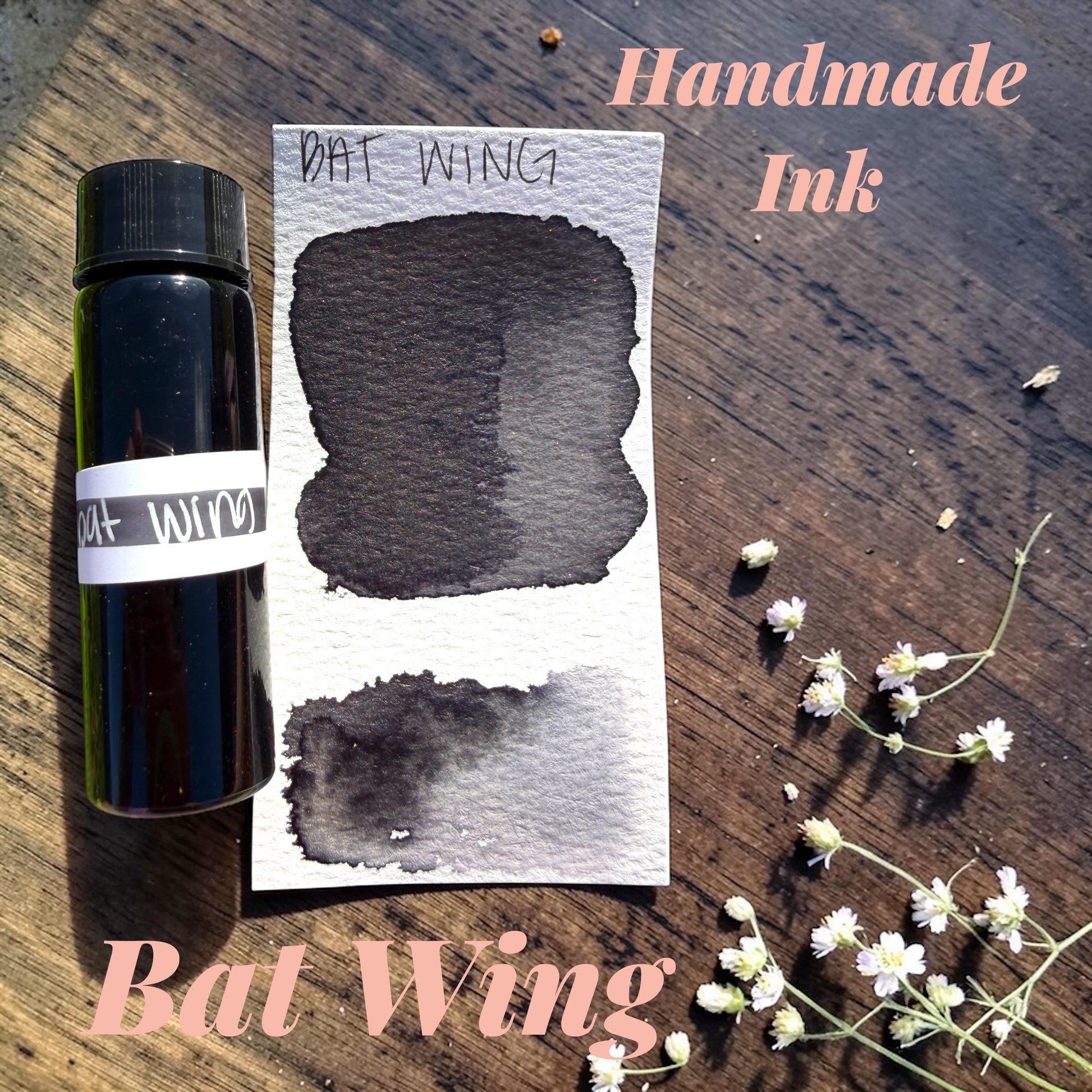 Batwing | Dip Pen Ink | Handmade Ink | Calligrapby | Stencils | Handmade Cards| Watercolor Art | Colorshift Ink | Shimmer Ink | Nib Ink