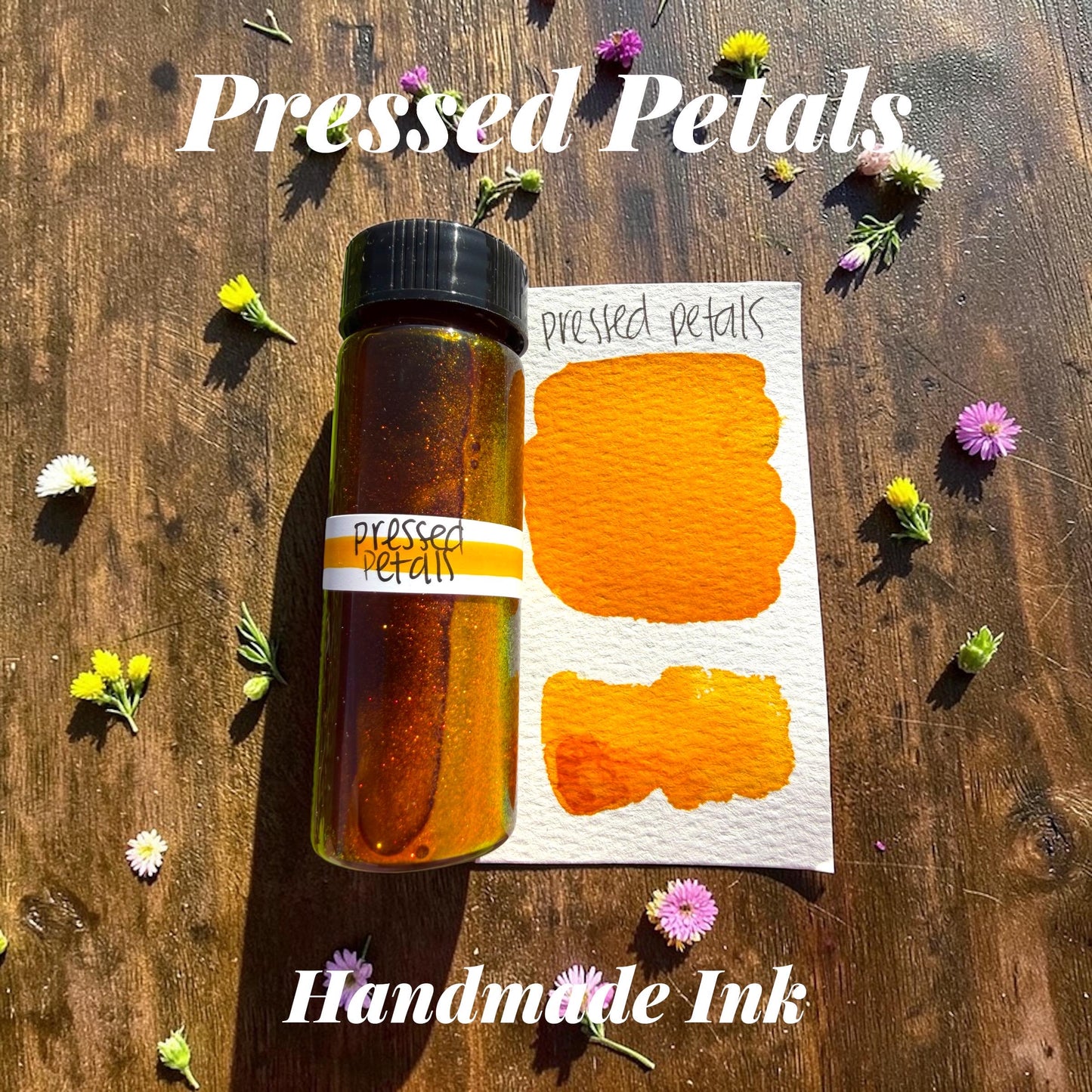 Pressed Petals | Dip Pen Ink | Handmade Ink | Calligrapby | Stencils | Handmade Cards| Watercolor | Colorshift Ink | Shimmer Ink | Nib Ink