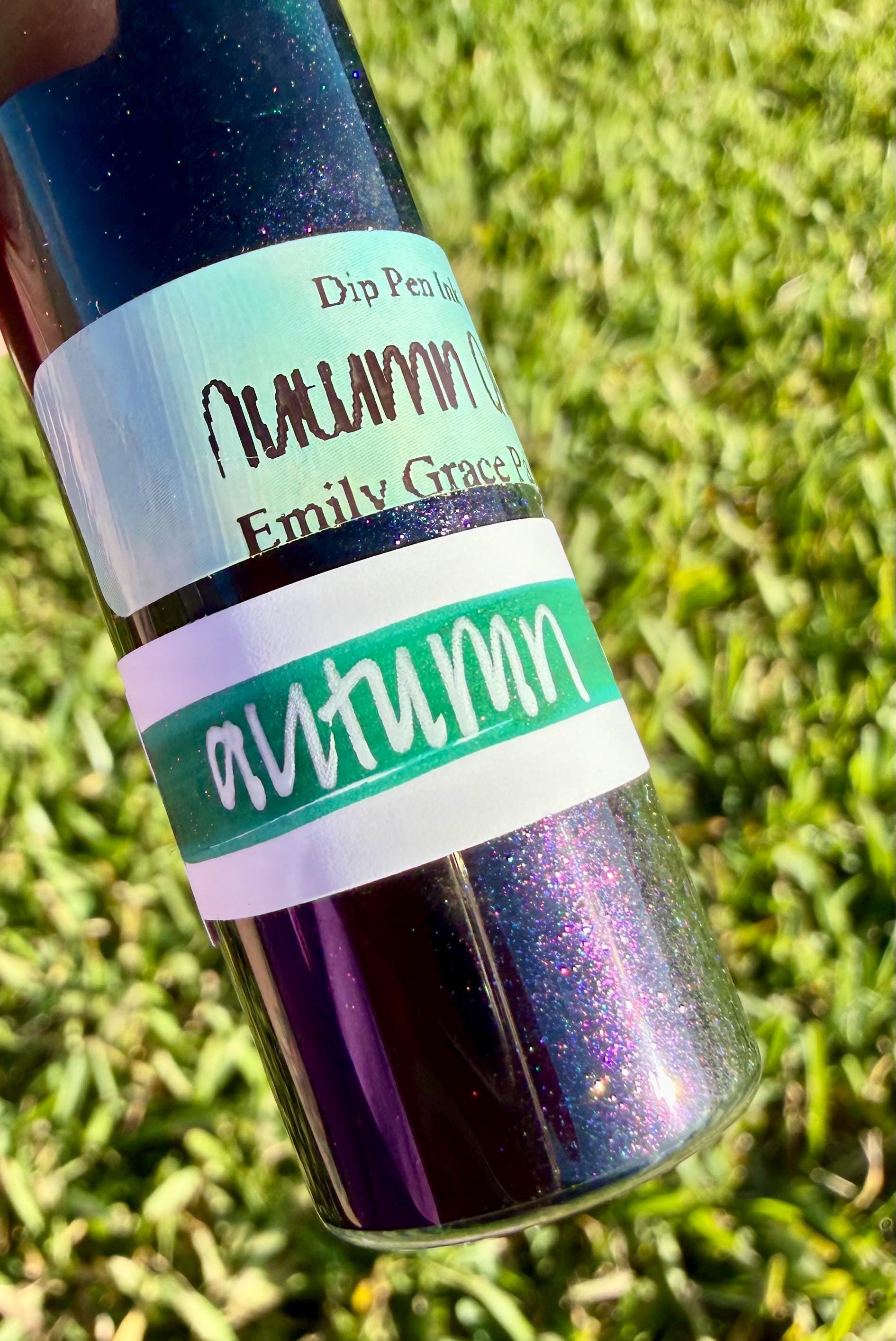 Autumn Quilt | Dip Pen Ink | Handmade Ink | Calligrapby | Stencils | Handmade Cards| Watercolor Art | Colorshift Ink | Shimmer Ink | Nib Ink
