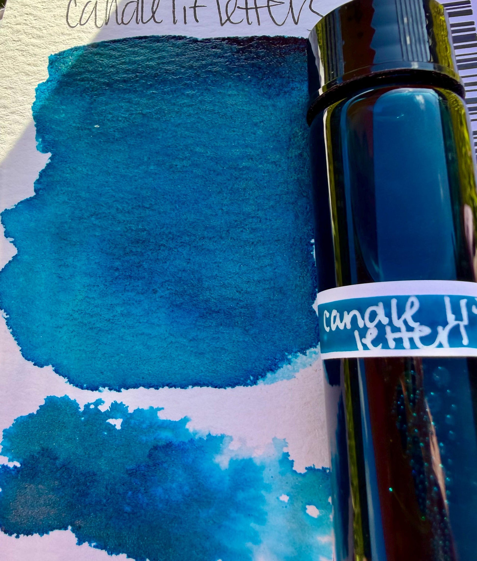 CandleLit Letter | Dip Pen Ink | Handmade Ink | Calligrapby | Stencils | Handmade Cards| Watercolor | Colorshift Ink | Shimmer Ink | Nib Ink