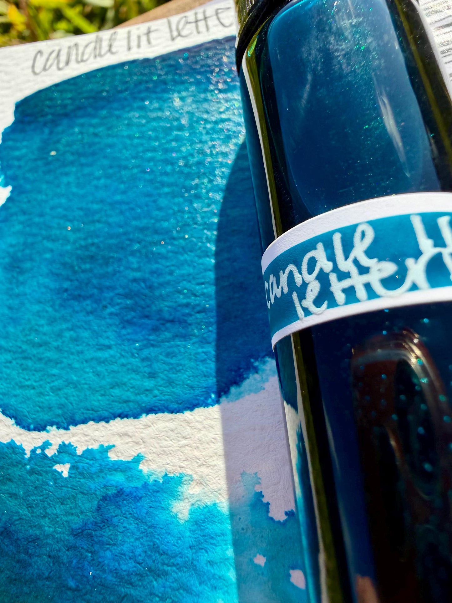CandleLit Letter | Dip Pen Ink | Handmade Ink | Calligrapby | Stencils | Handmade Cards| Watercolor | Colorshift Ink | Shimmer Ink | Nib Ink