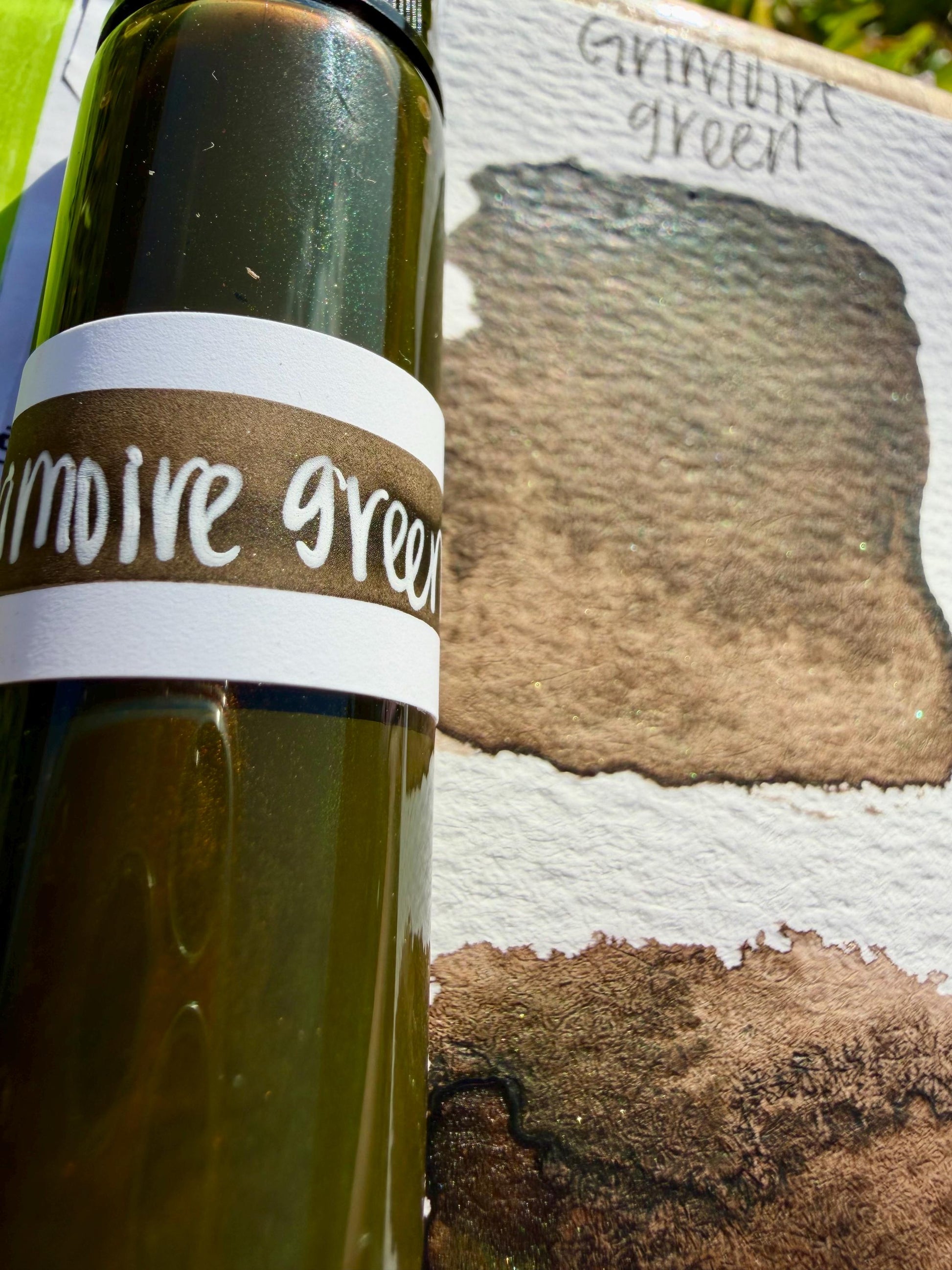 Grimore Green | Dip Pen Ink | Handmade Ink | Calligrapby | Stencils | Handmade Cards| Watercolor | Colorshift Ink | Shimmer Ink | Nib Ink
