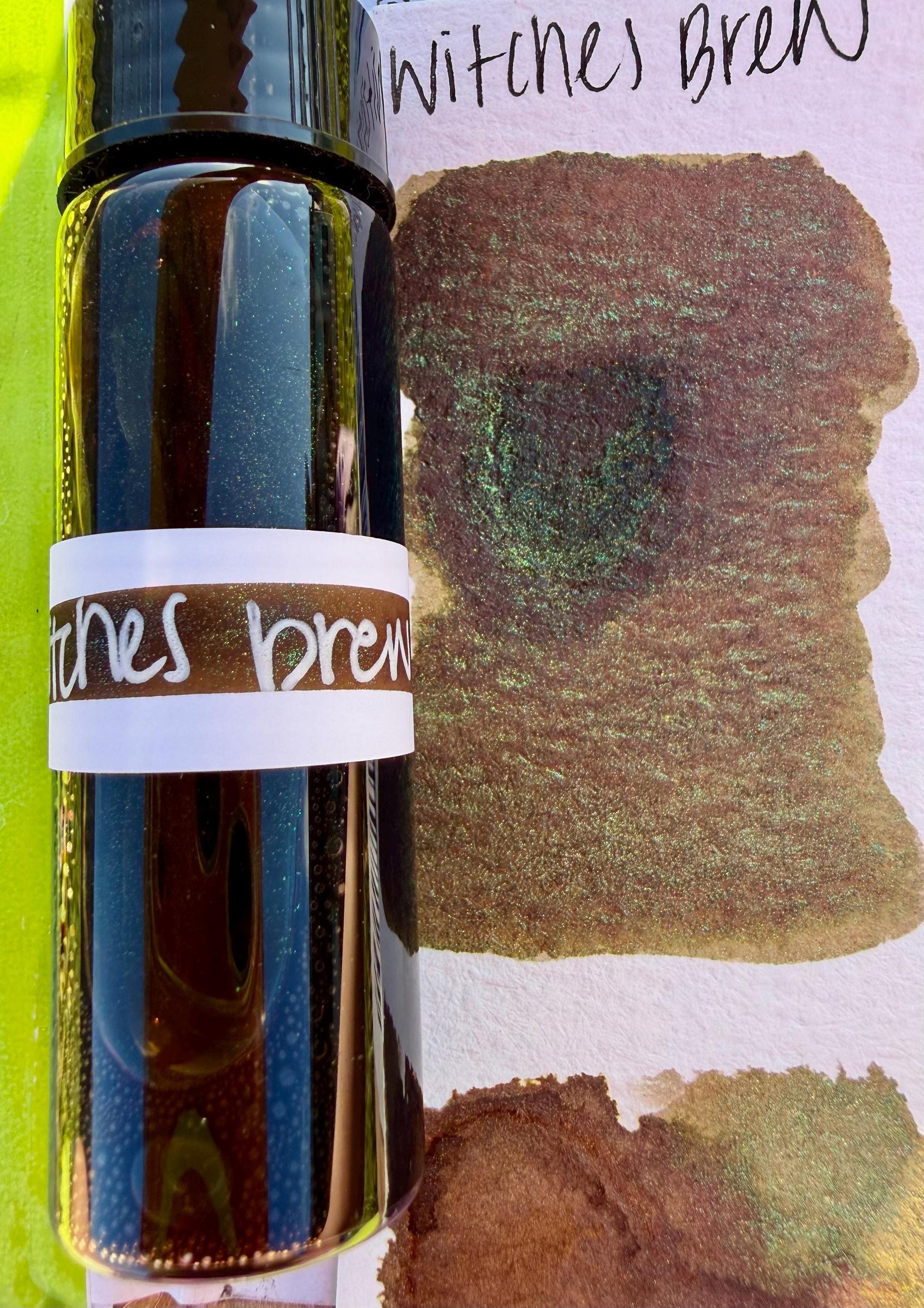 Witches Brew | Dip Pen Ink | Handmade Ink | Calligrapby | Stencils | Handmade Cards| Watercolor Art | Colorshift Ink | Shimmer Ink | Nib Ink