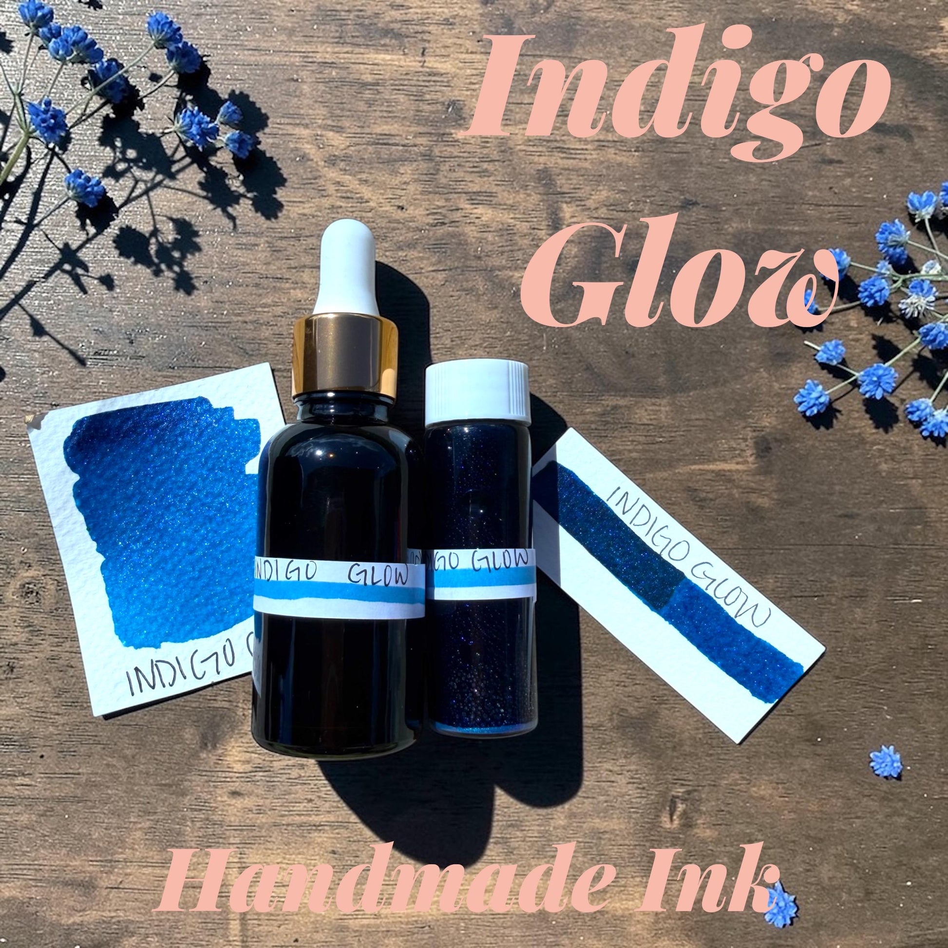 Indigo Glow | Shimmer Ink | Handmade Ink | Calligraphy | Handmade Cards | Watercolor Ink | Colorshift Ink | Drawing Ink | Art Ink | Ink