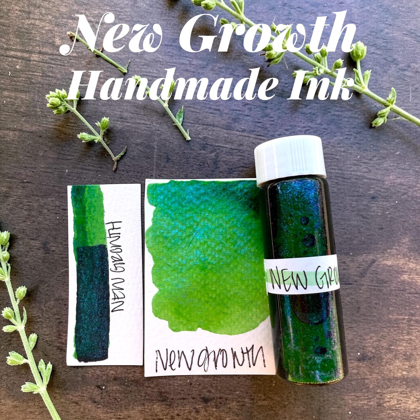 New Growth | Shimmer Ink | Handmade Ink | Calligraphy | Handmade Cards | Watercolor Ink | Colorshift Ink | Drawing Ink | Art Ink | Ink
