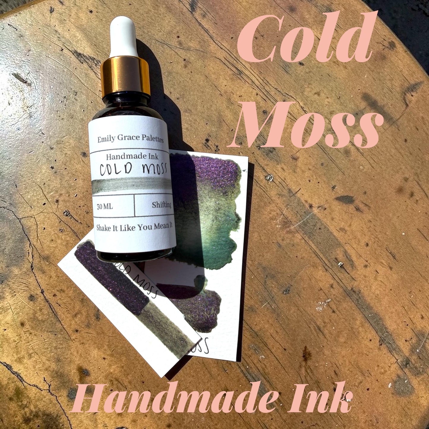 Cold Moss | Shimmer Ink | Handmade Ink | Calligraphy | Handmade Cards | Watercolor Ink | Colorshift Ink | Drawing Ink | Art Ink | Ink