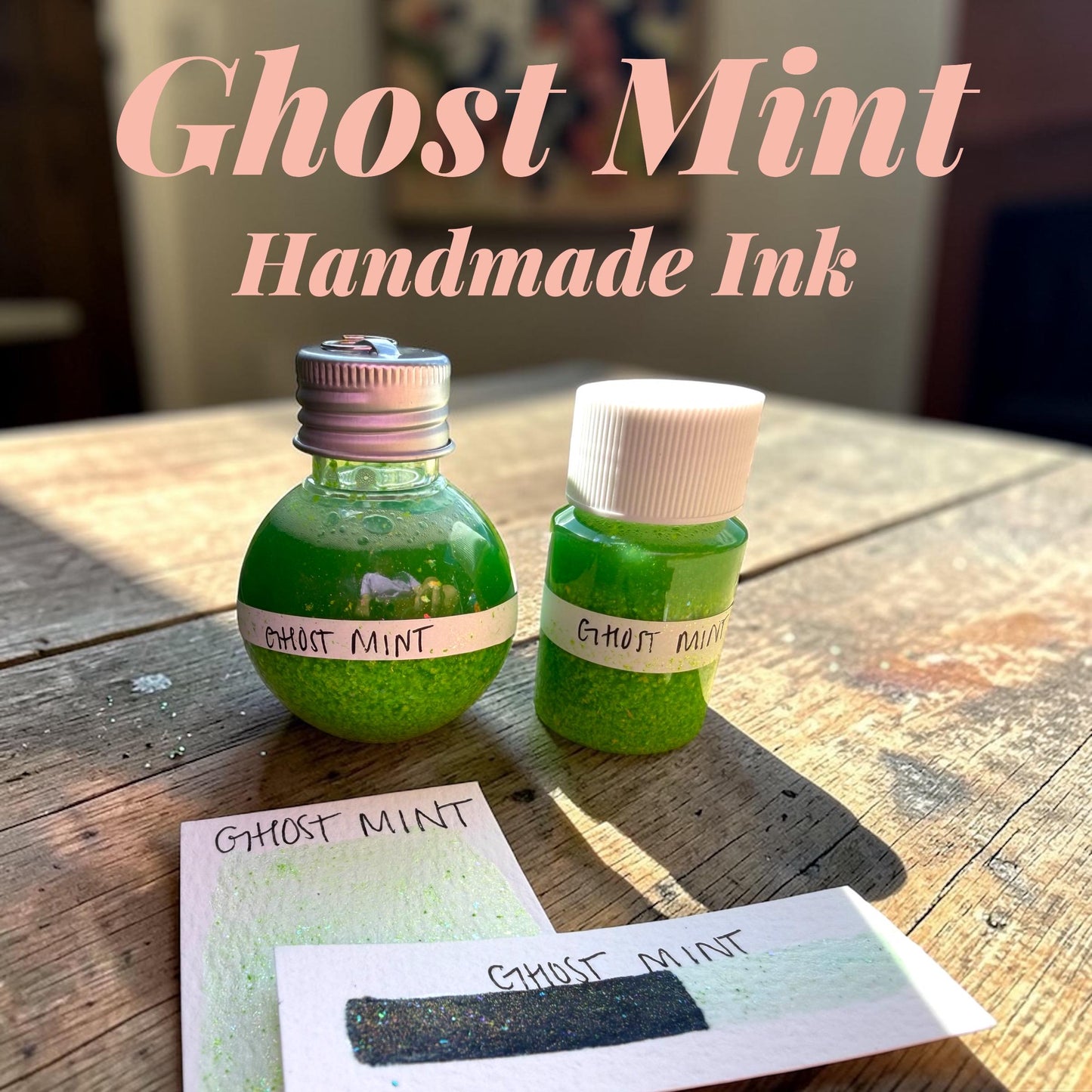 Ghost Mint | Shimmer Ink | Handmade Ink | Calligraphy | Handmade Cards | Watercolor Ink | Colorshift Ink | Drawing Ink | Art Ink | Ink