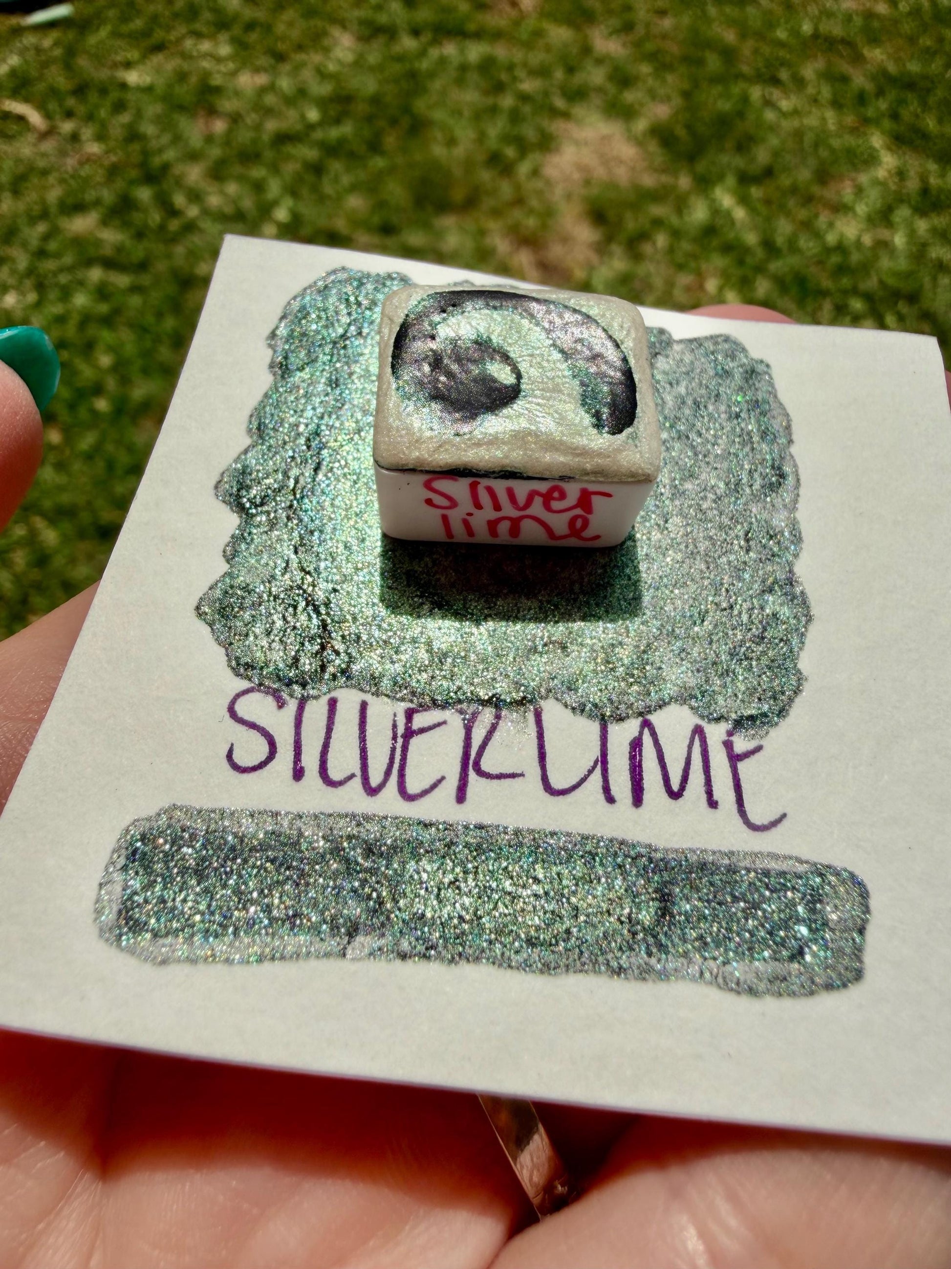 Silver Lime | Handmade Watercolors | Handmade Paint | Watercolors | Watercolor | Handmade Cards | Chrome Watercolors