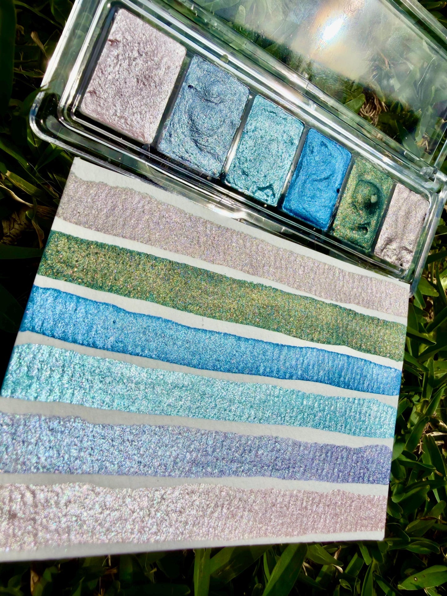 Shimmer Palette | Handmade Watercolors | Handmade Paint | Watercolors | Watercolor Artist | Handmade Cards | Glitter Watercolors |