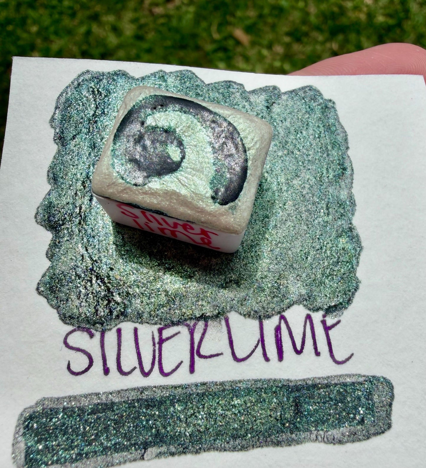 Silver Lime | Handmade Watercolors | Handmade Paint | Watercolors | Watercolor | Handmade Cards | Chrome Watercolors