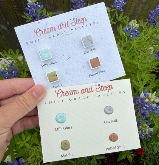 Cream & Steep Collection Dot Card | Handmade Watercolors | Handmade Paint | Shimmer Paint | Colorshift | Dot Cards | Sample