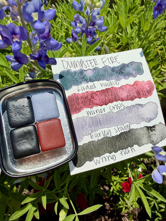 Dumpster Fire Collection| Granulating Matte Watercolor Sets | Sets OR Singles Available | Handmade Paints