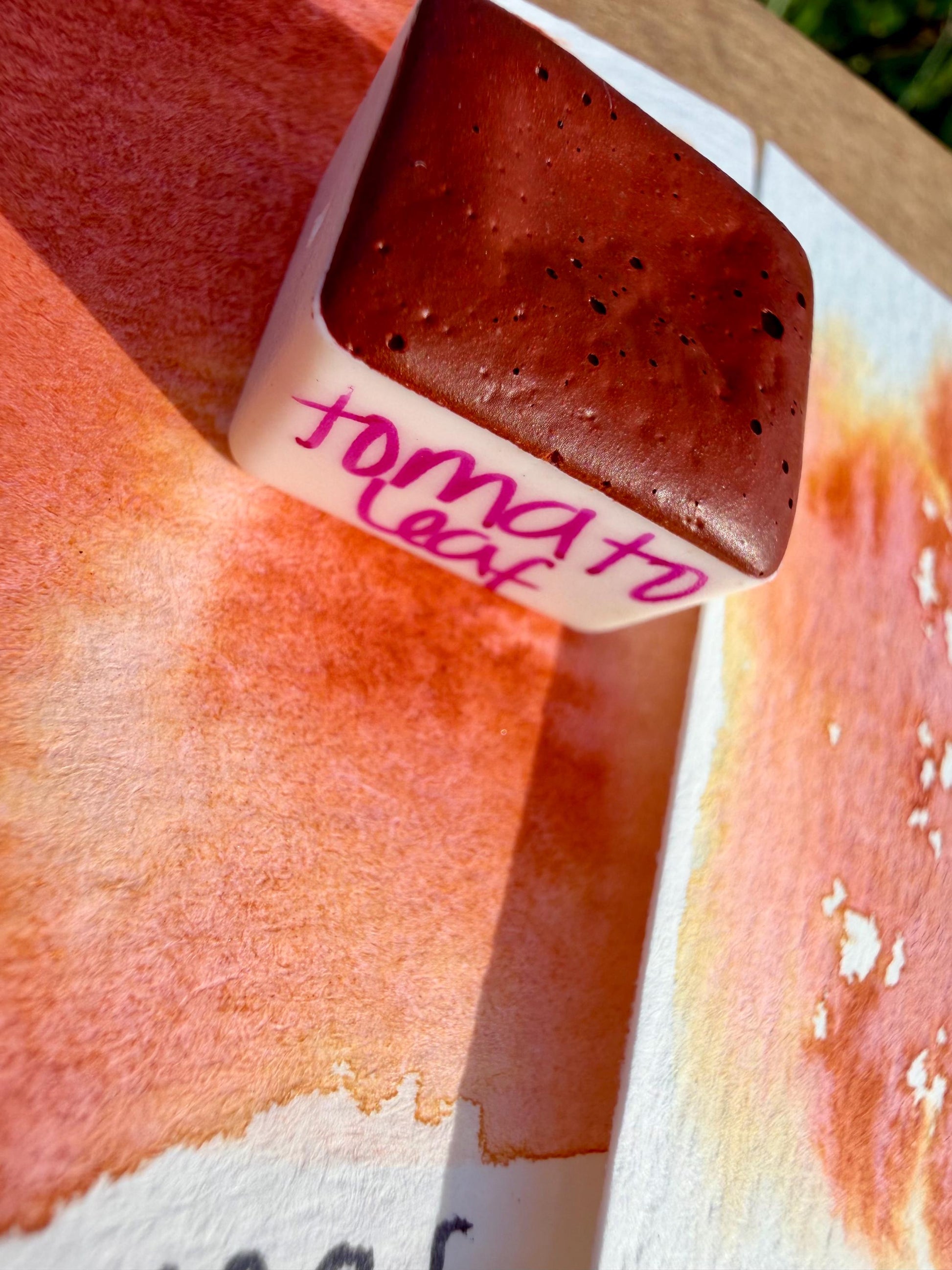 Tomato Leaf | Handmade Watercolors | GRANULATING | Handmade Cards | Watercolor Florals | Matte Pigment | Half Pans