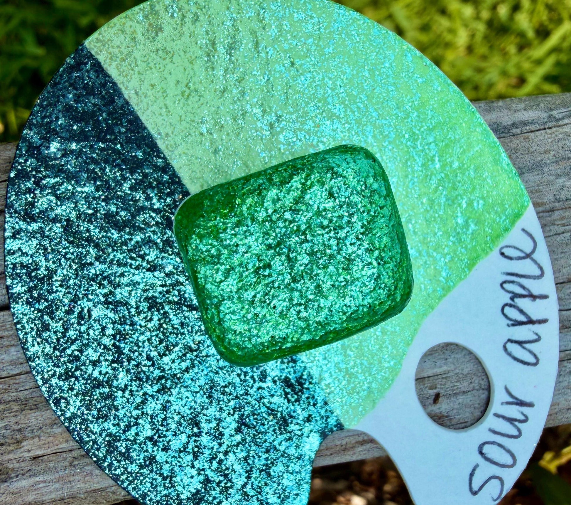 Sour Apple | Large Particle Mica | Handmade Watercolors | Handmade Paint | Watercolors | Watercolor Artist | Handmade Watercolor |