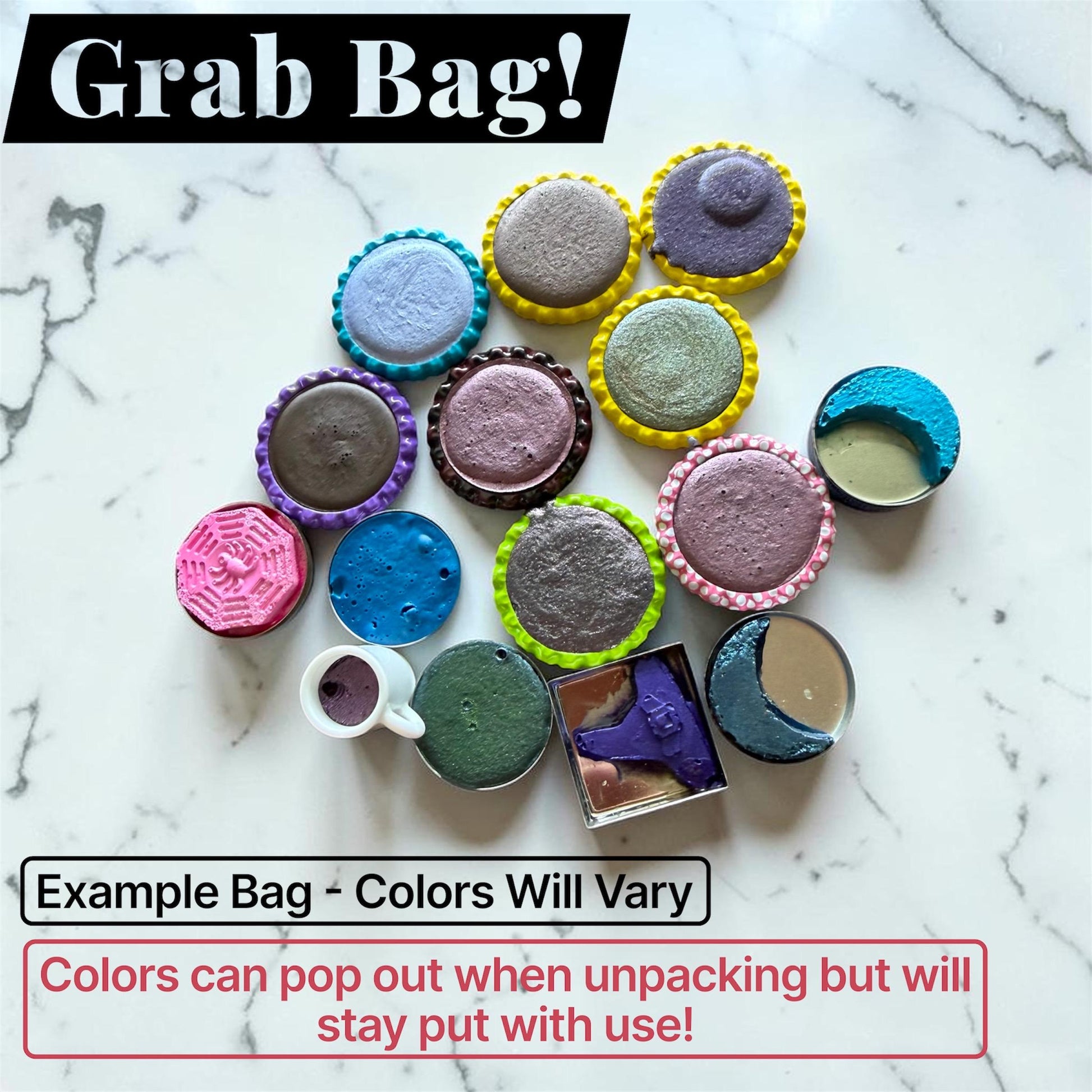 Bottle Cap Grab bags | Handmade Watercolors | Half Pans | Custom Colors | Watercolor Paint | Bundles |