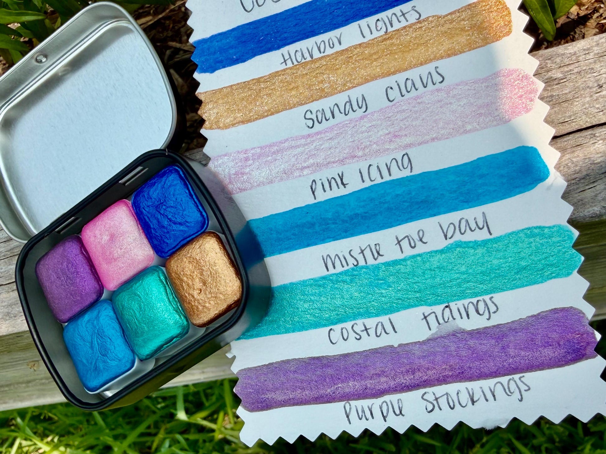 Costal Tidings Set OR Singles | Handmade Watercolors | Handmade Paint | Shimmer Paint | Colorshift | Shimmer Watercolors | Tin WITH Set