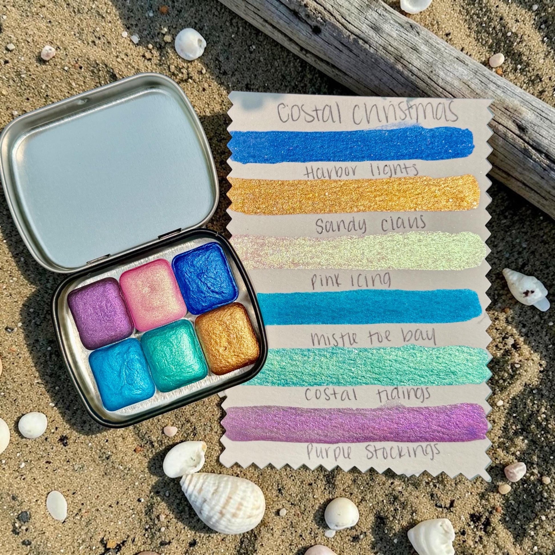 Costal Tidings Set OR Singles | Handmade Watercolors | Handmade Paint | Shimmer Paint | Colorshift | Shimmer Watercolors | Tin WITH Set