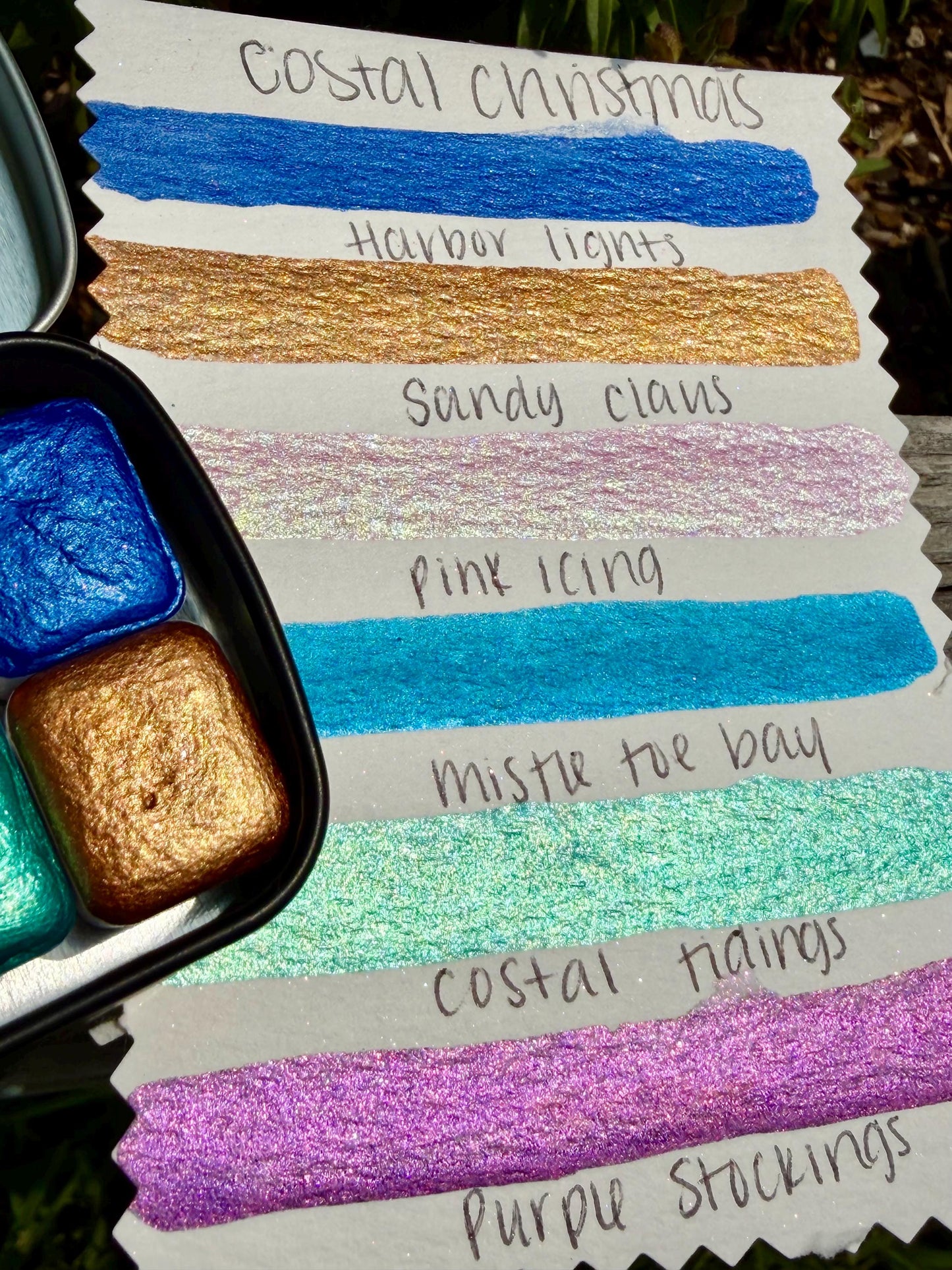 Costal Tidings Set OR Singles | Handmade Watercolors | Handmade Paint | Shimmer Paint | Colorshift | Shimmer Watercolors | Tin WITH Set