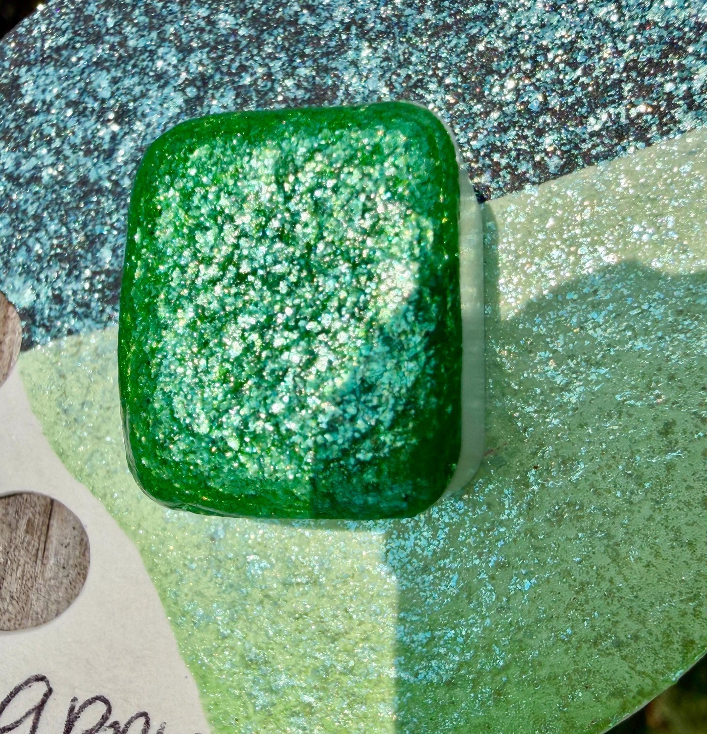 Sour Apple | Large Particle Mica | Handmade Watercolors | Handmade Paint | Watercolors | Watercolor Artist | Handmade Watercolor |