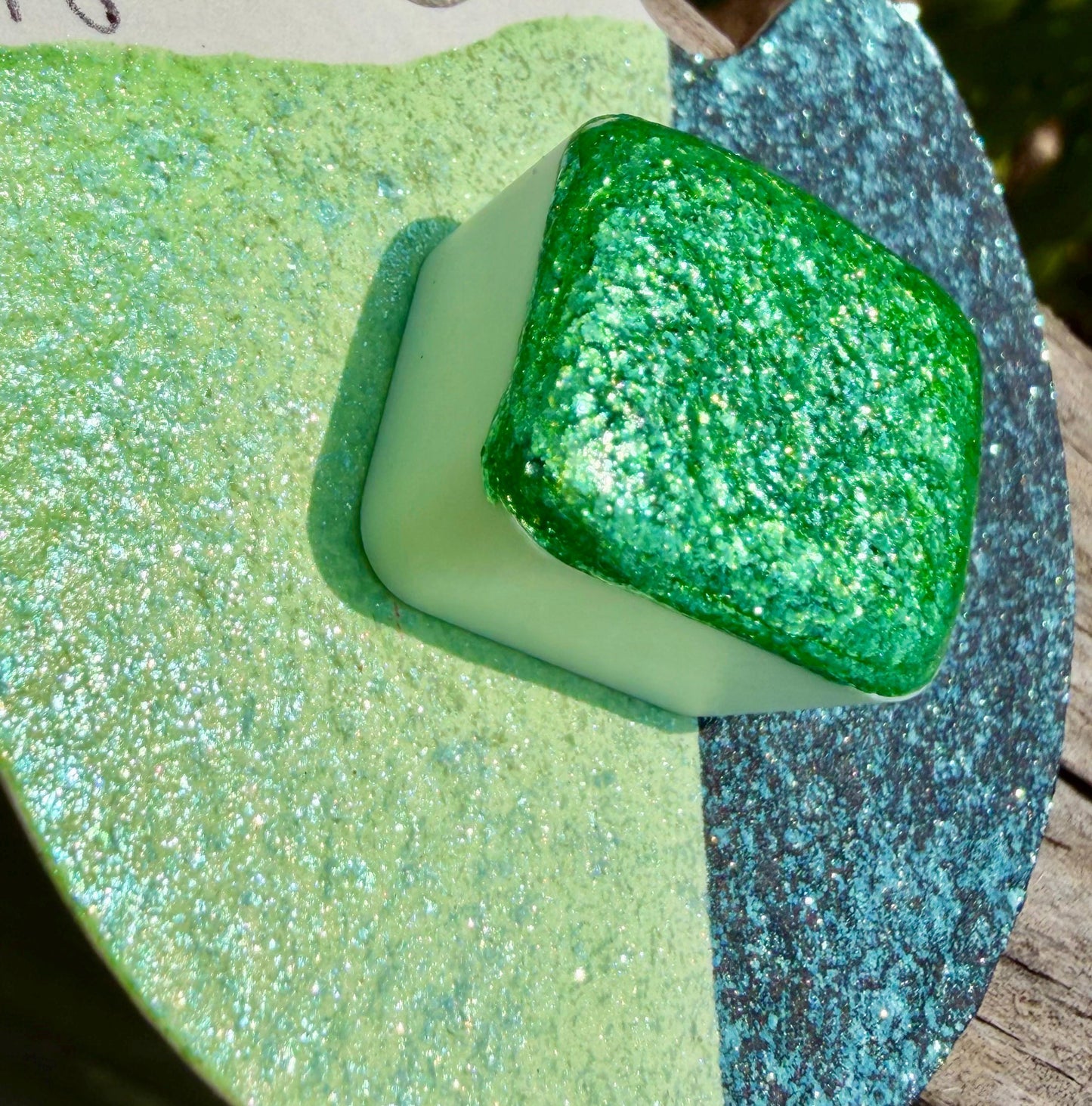 Sour Apple | Large Particle Mica | Handmade Watercolors | Handmade Paint | Watercolors | Watercolor Artist | Handmade Watercolor |
